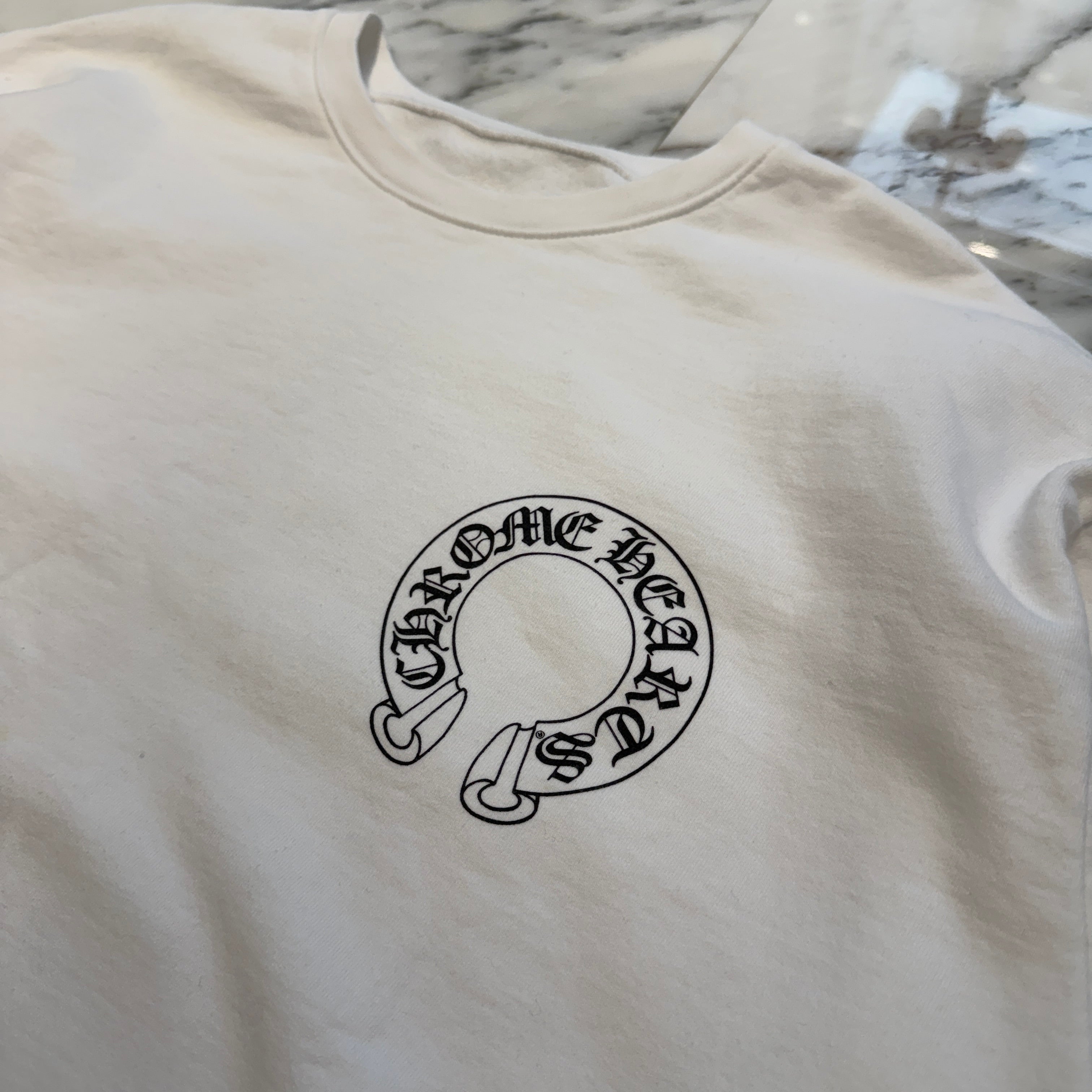 CHROME HEARTS Floral Cross Horseshoe Crewneck Sweat Shirts Size XL クロムハーツ フローラルクロス ホースシュー クルーネック スウェットシャツ サイズXL