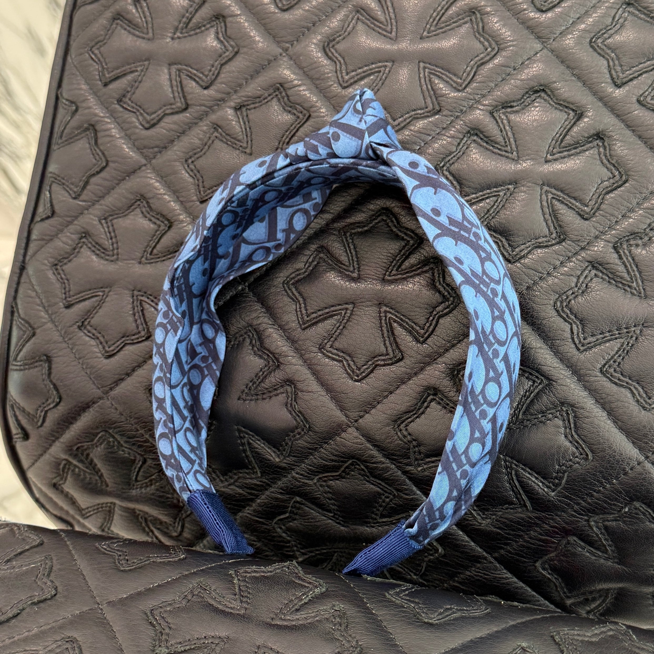 DIOR Kids' Oblique Cotton Poplin Headband 0WBM1SHACD_Y38I Size ONESIZE ディオール キッズ オブリーク コットンポプリン ヘッドバンド サイズONESIZE