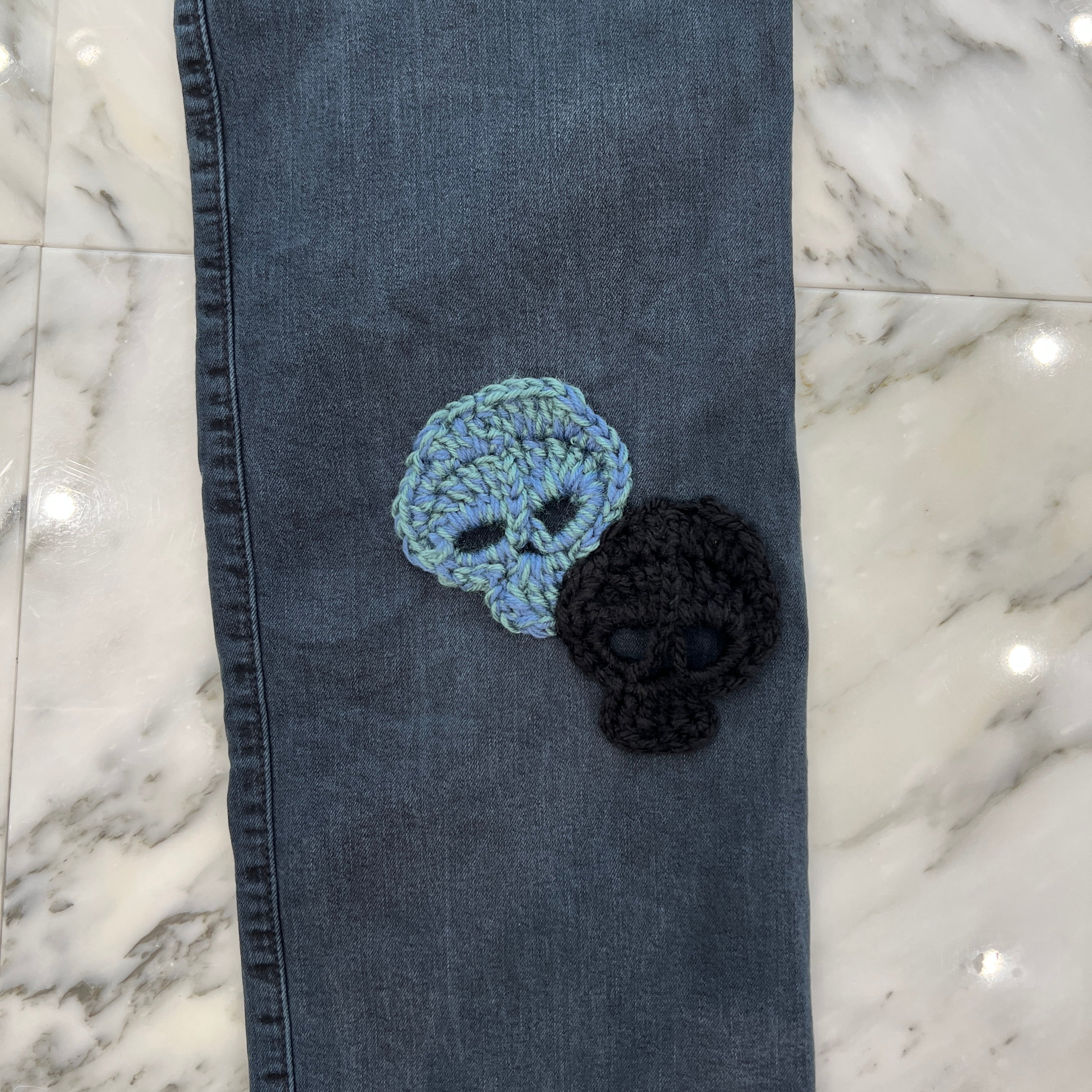 Y.A.R.N × mementos Levi's 501 Body Knit Scull Denim Pants Size W33×L32 ヤーン × メメントス リーバイス 501 ボディ ニットスカル デニムパンツ サイズ W33×L32