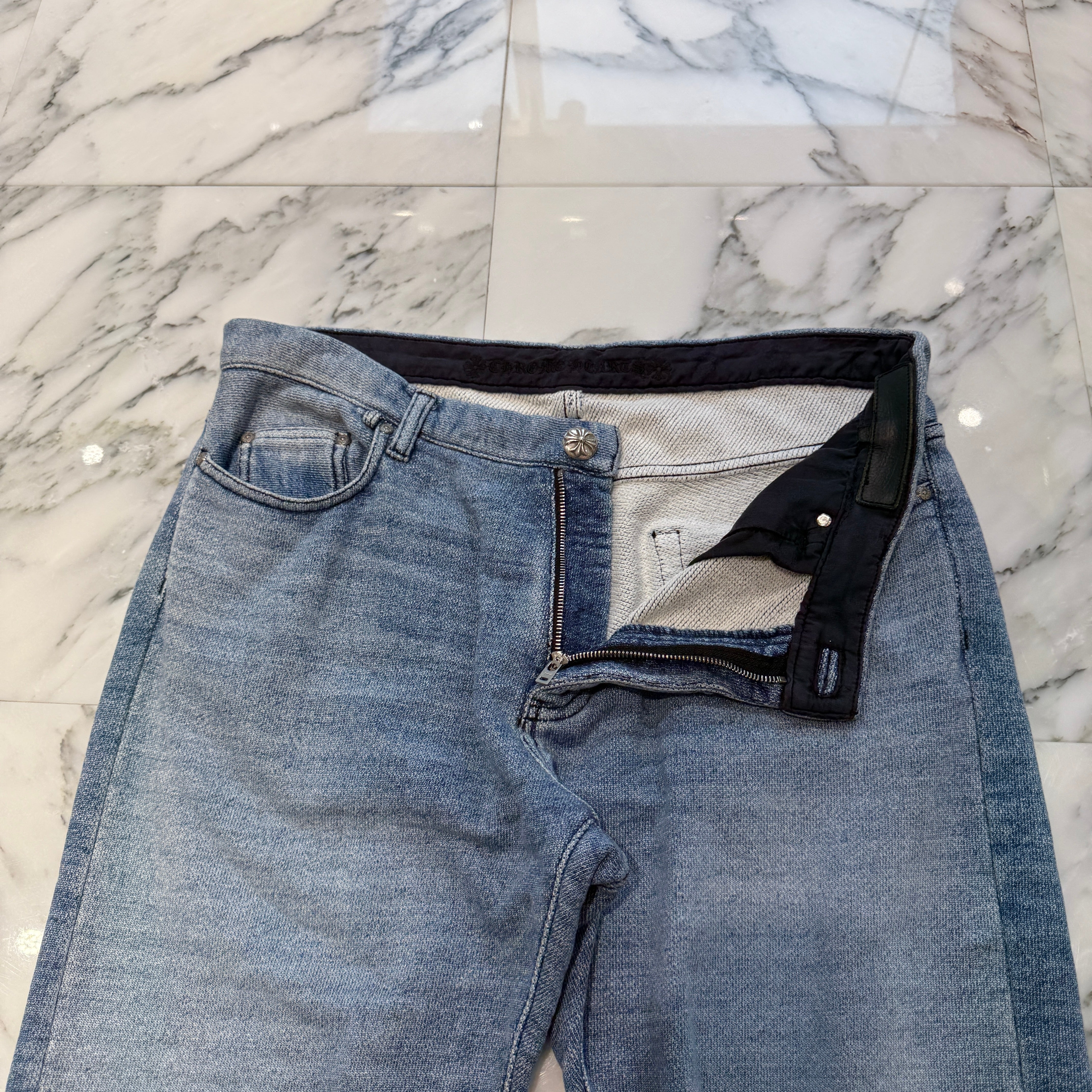 CHROME HEARTS Cross Ball Sweat Denim Pants Size 38 クロムハーツ クロスボール スウェット デニムパンツ サイズ38