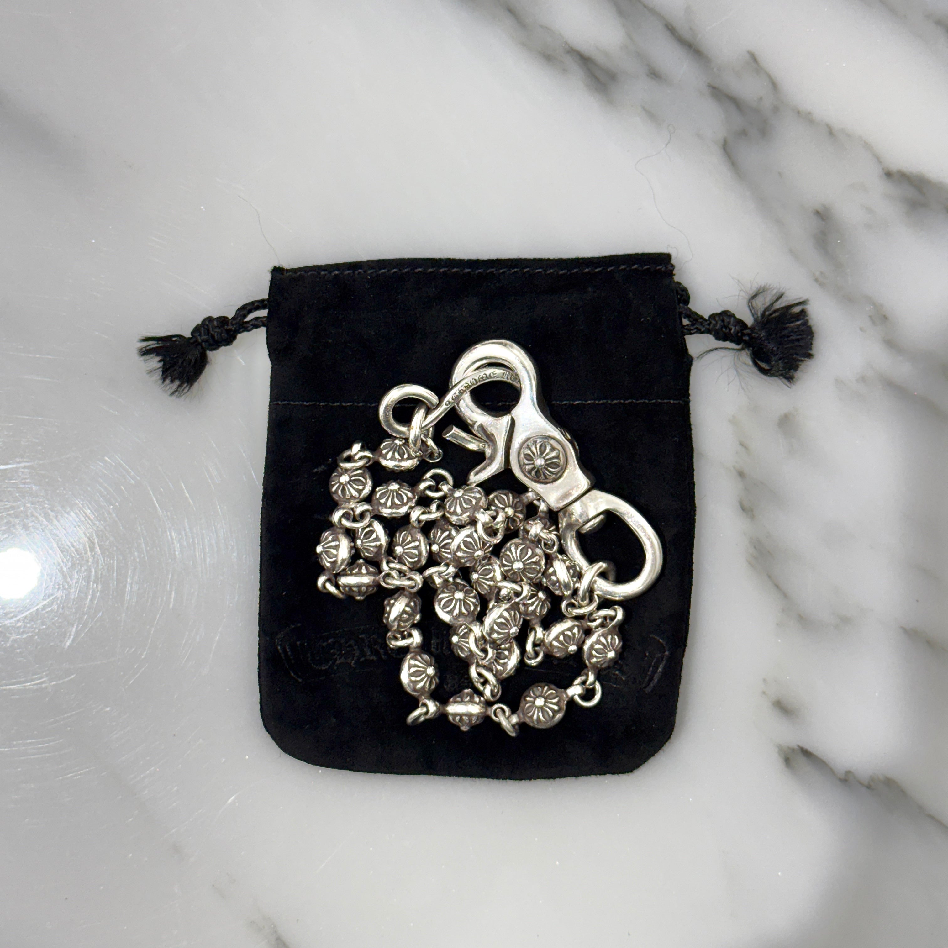 CHROME HEARTS 2Ball Short-S Silver Wallet Chain
