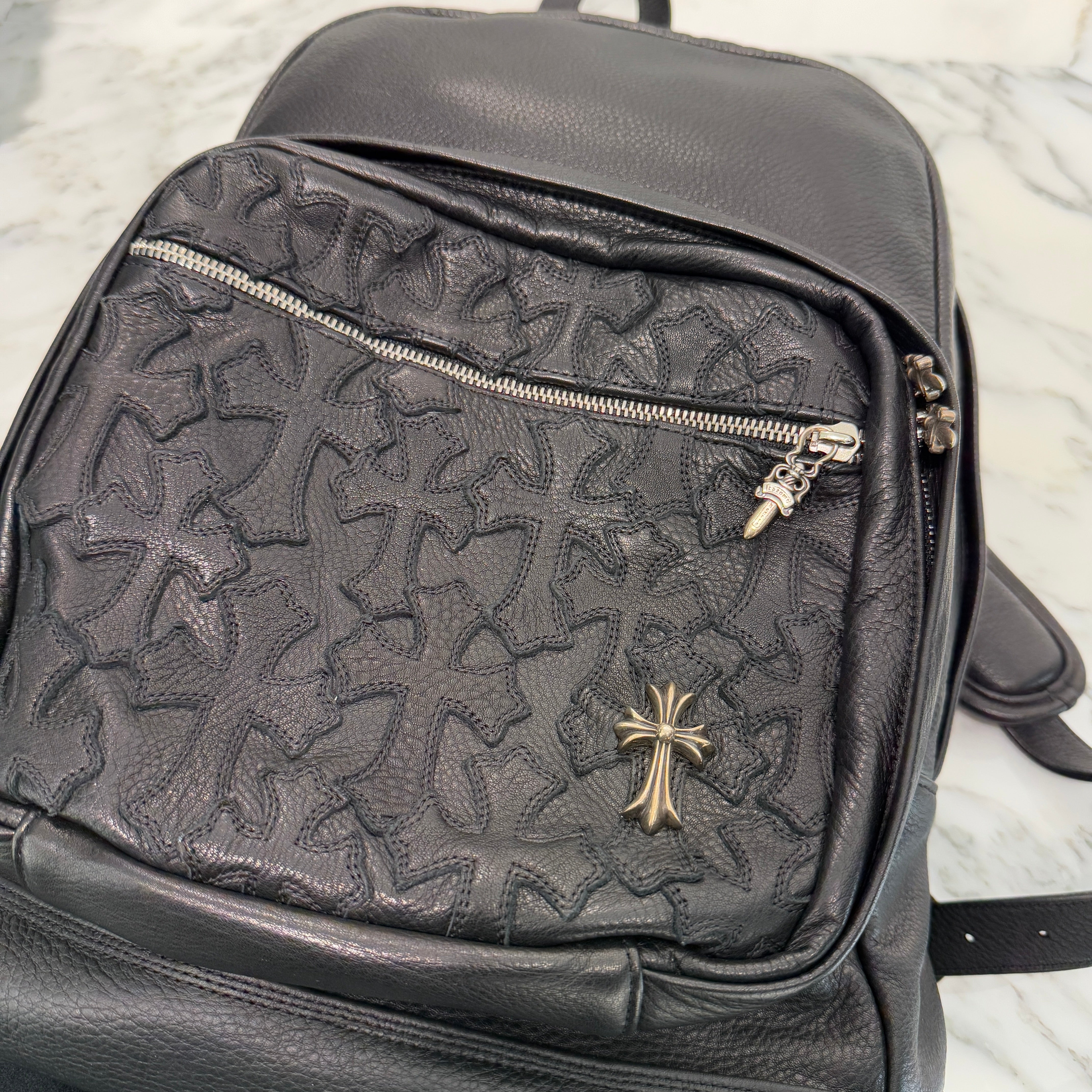 CHROME HEARTS Seventh Grade Leather Cross Patch Back Pack クロムハーツ セブンスグレード レザークロスパッチ バックパック