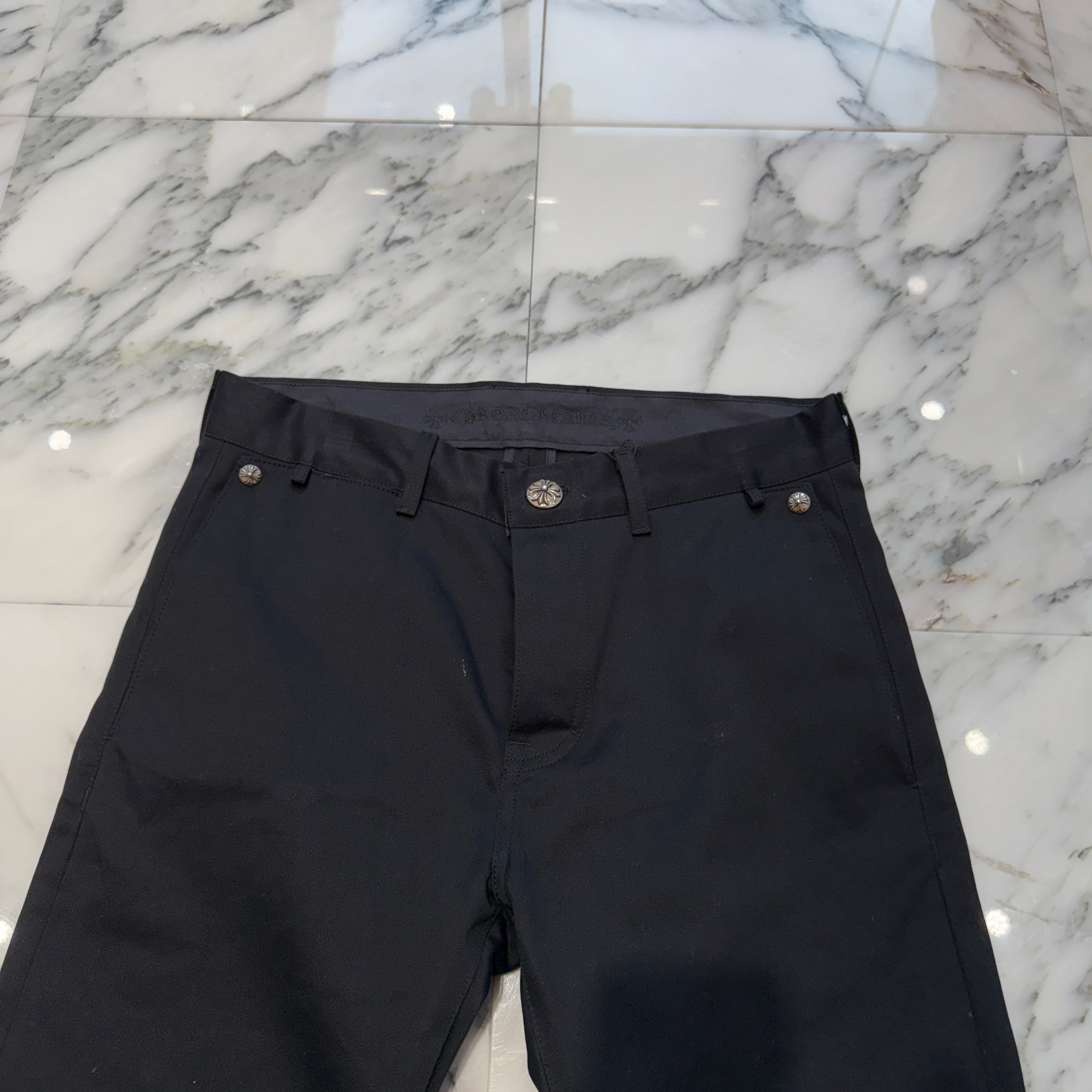 CHROME HEARTS Cross Ball Button Leather Pocket Wide Chino Pants Size 32 クロムハーツ クロスボールボタン レザーポケット ワイド チノパンツ サイズ32