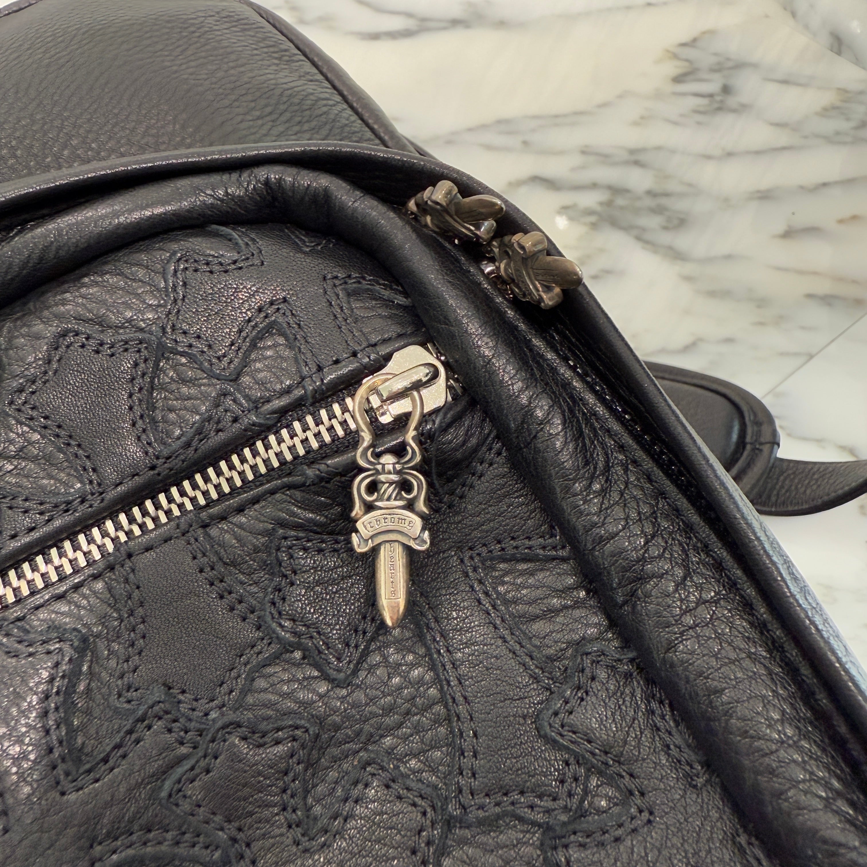 CHROME HEARTS Seventh Grade Leather Cross Patch Back Pack クロムハーツ セブンスグレード レザークロスパッチ バックパック