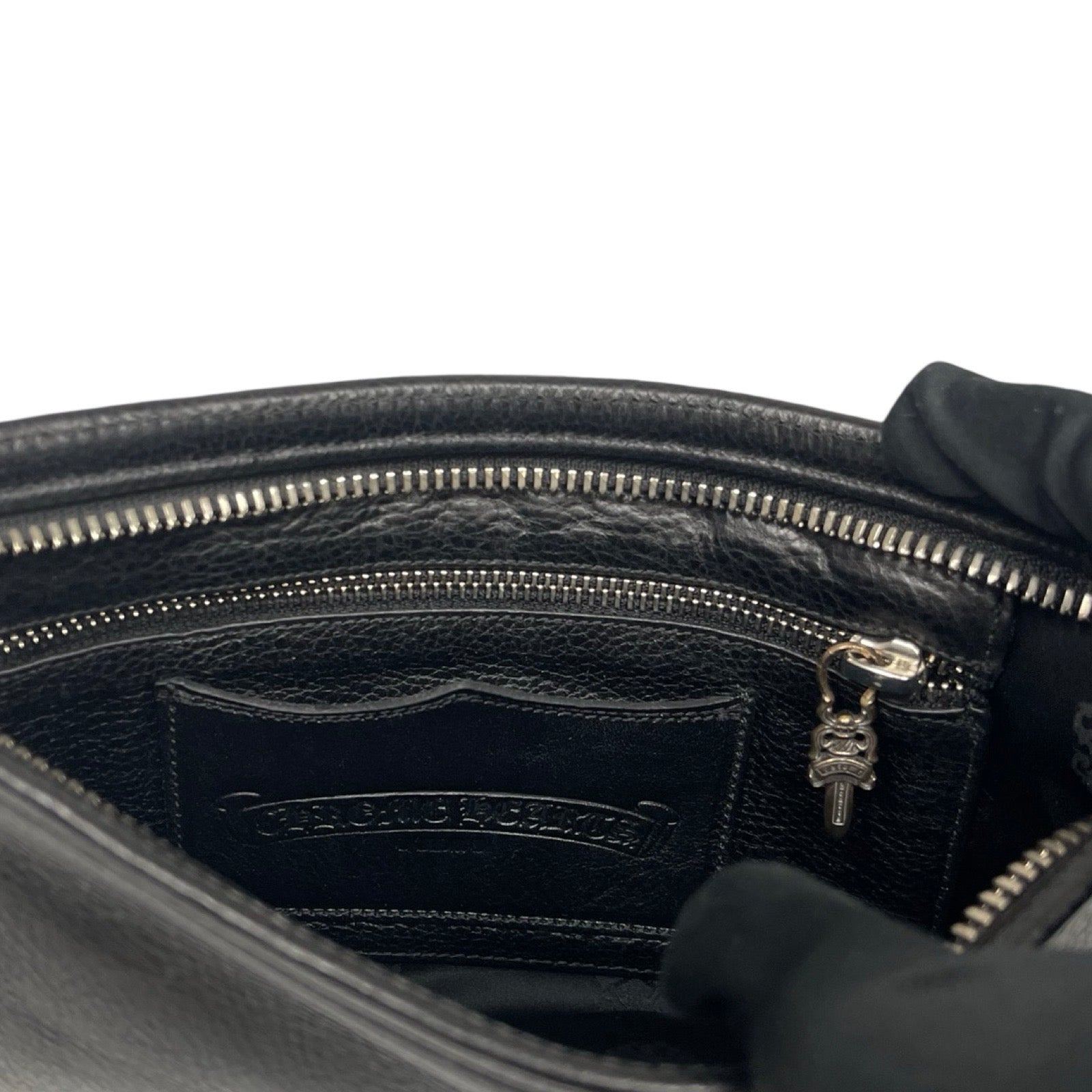 CHROME HEARTS Flat Plane Leather Clutch Bag