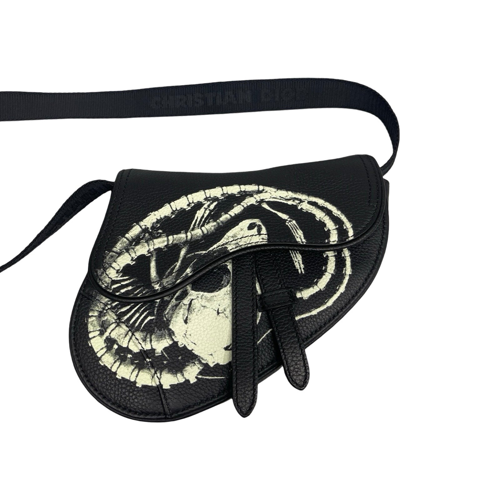 DIOR × Cactus Jack 2022SS Saddle Bone Print Leather Shoulder Bag 1ADPO022GNS_H03E