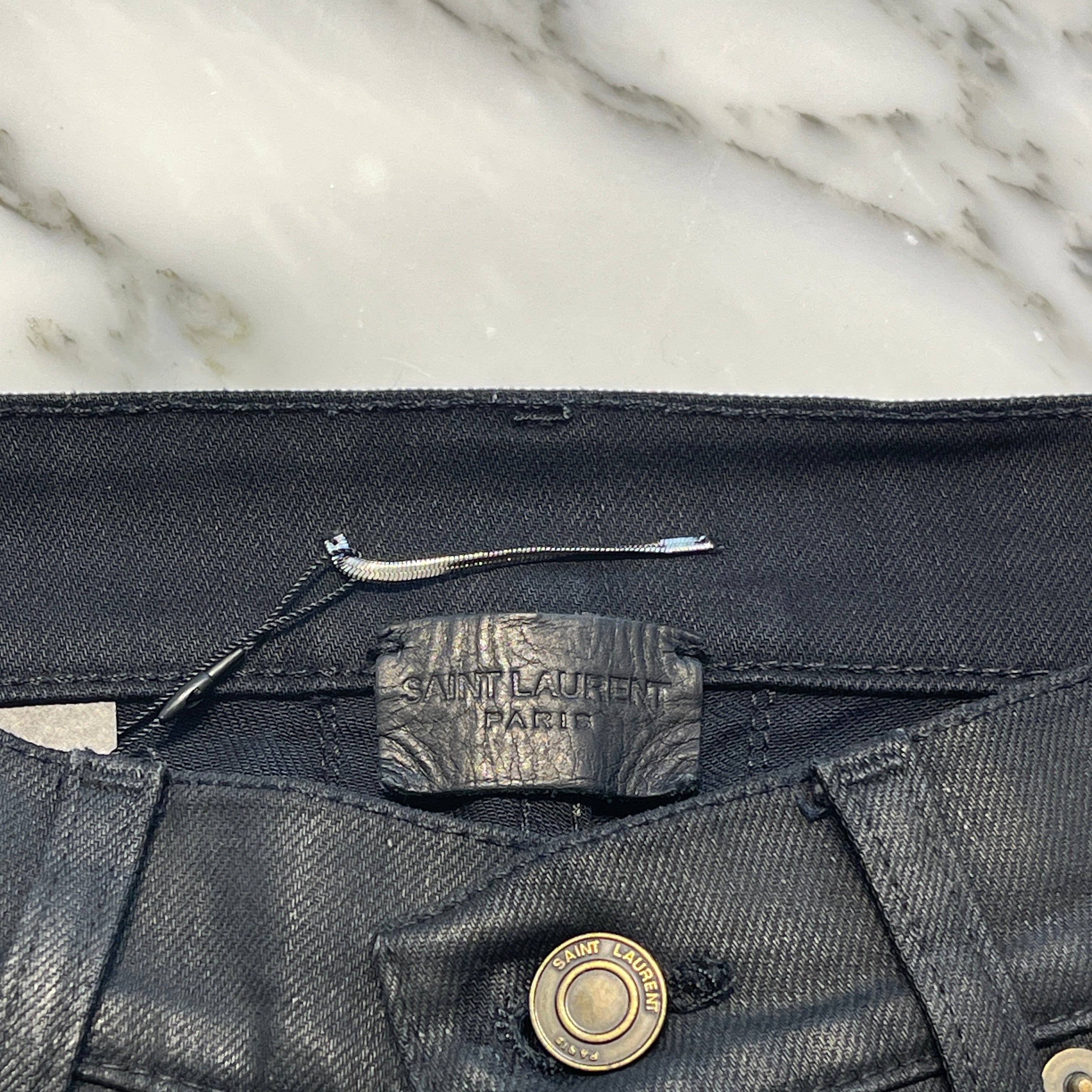 SAINT LAURENT PARIS 2016SS Coated Skinny Denim Pants 390001 Y824 Size 27 サンローランパリ コーティング加工スキニーデニムパンツ サイズ27