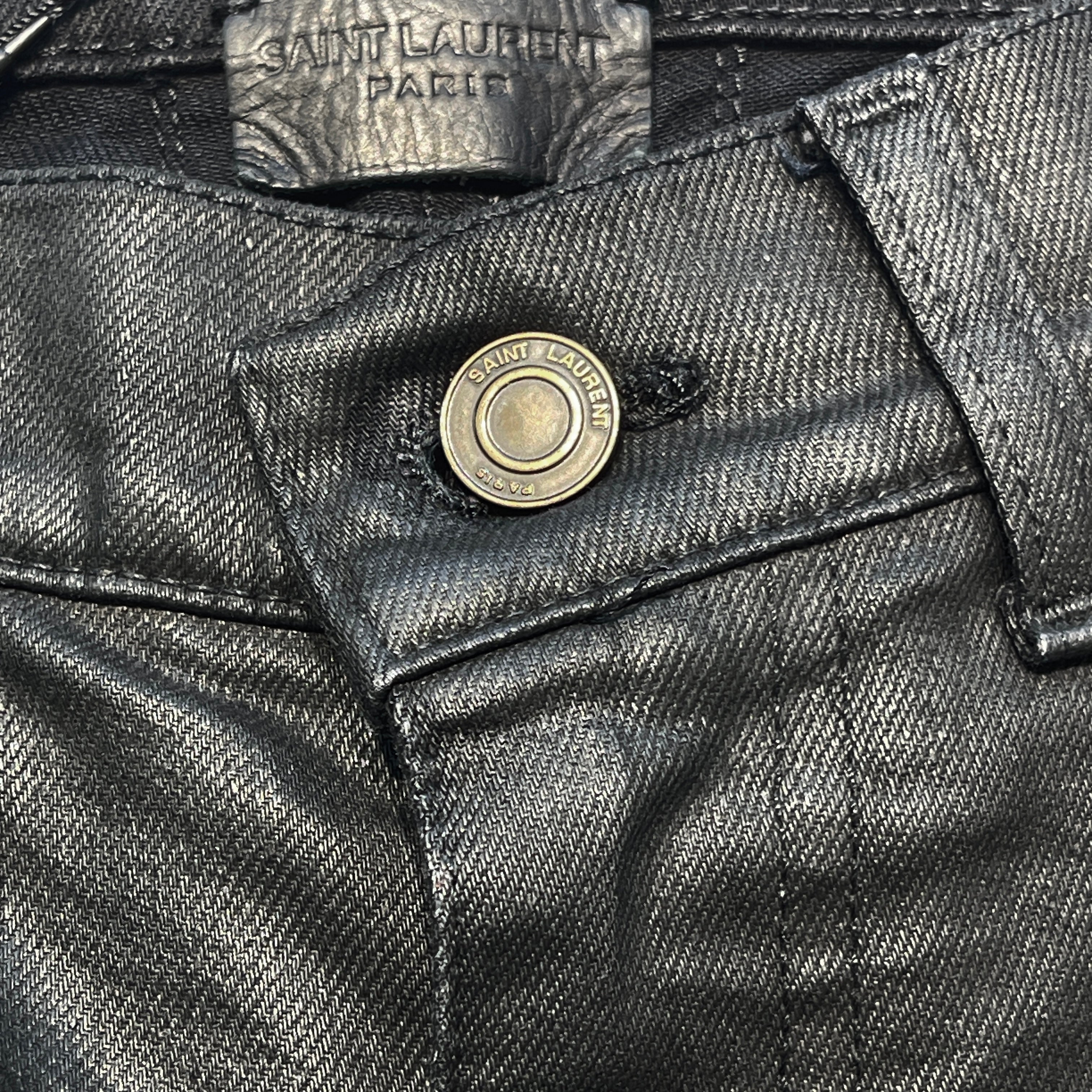 SAINT LAURENT PARIS 2016SS Coated Skinny Denim Pants 390001 Y824 Size 27 サンローランパリ コーティング加工スキニーデニムパンツ サイズ27