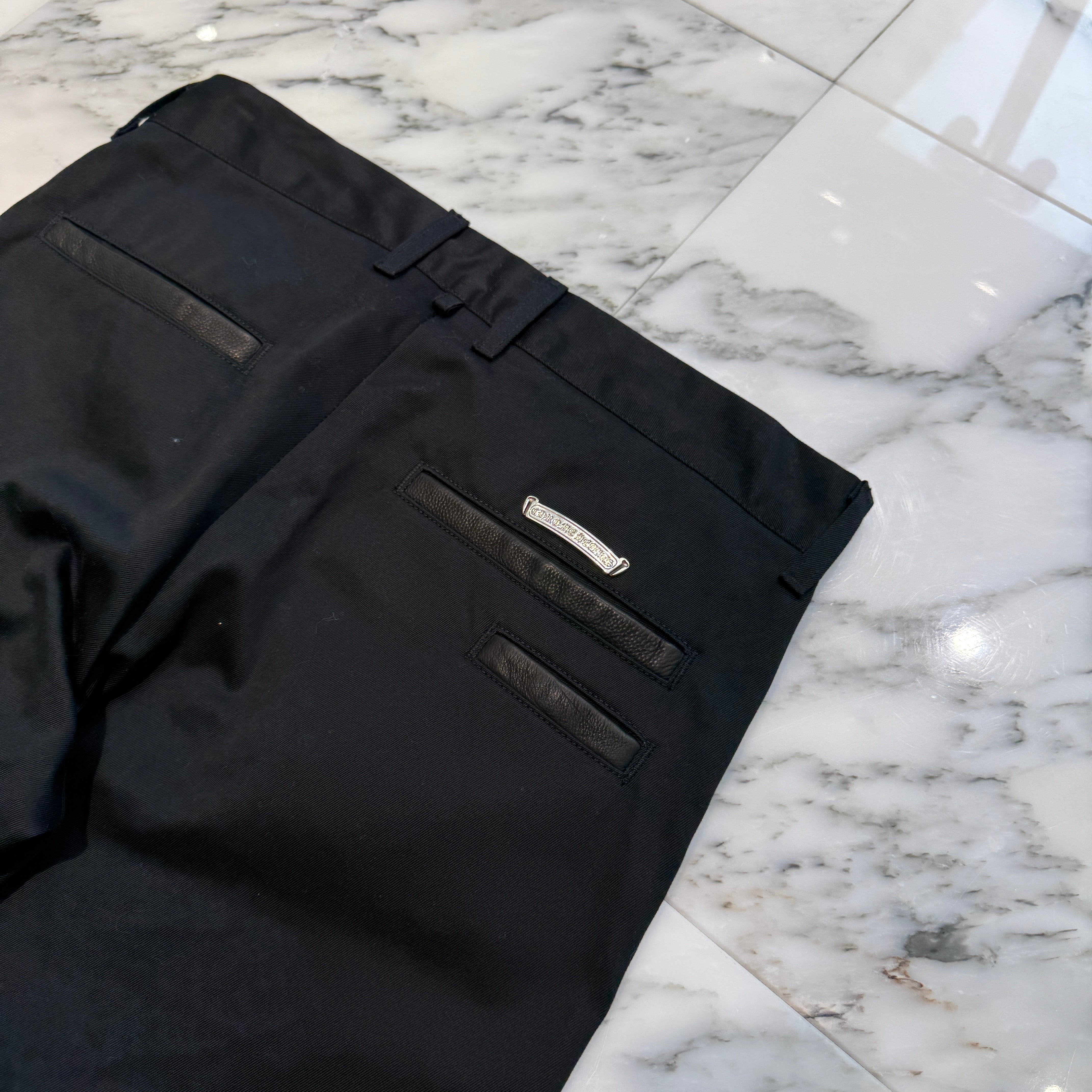 CHROME HEARTS Cross Ball Button Leather Pocket Wide Chino Pants Size 32 クロムハーツ クロスボールボタン レザーポケット ワイド チノパンツ サイズ32