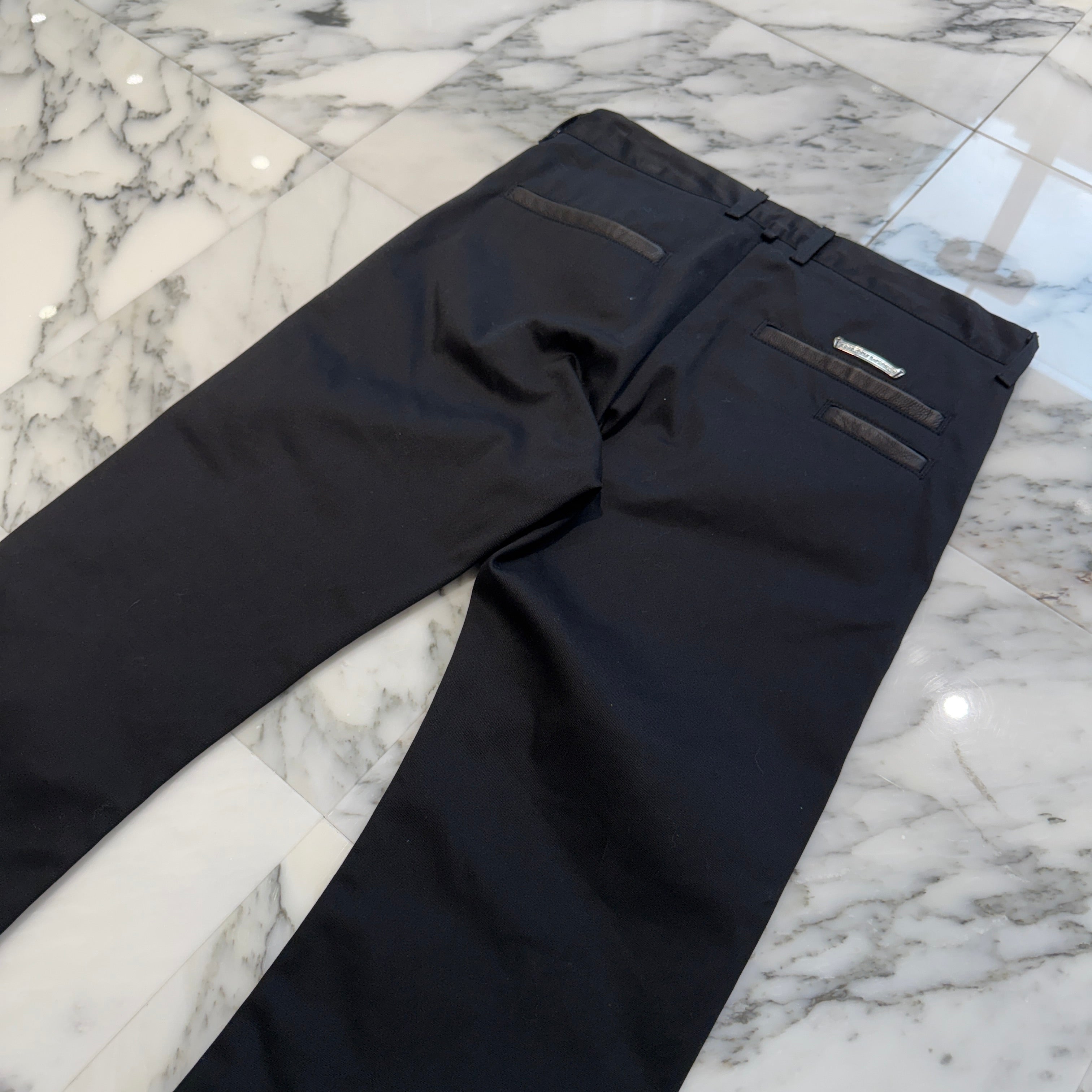 CHROME HEARTS Cross Ball Button Leather Pocket Wide Chino Pants Size 32 クロムハーツ クロスボールボタン レザーポケット ワイド チノパンツ サイズ32