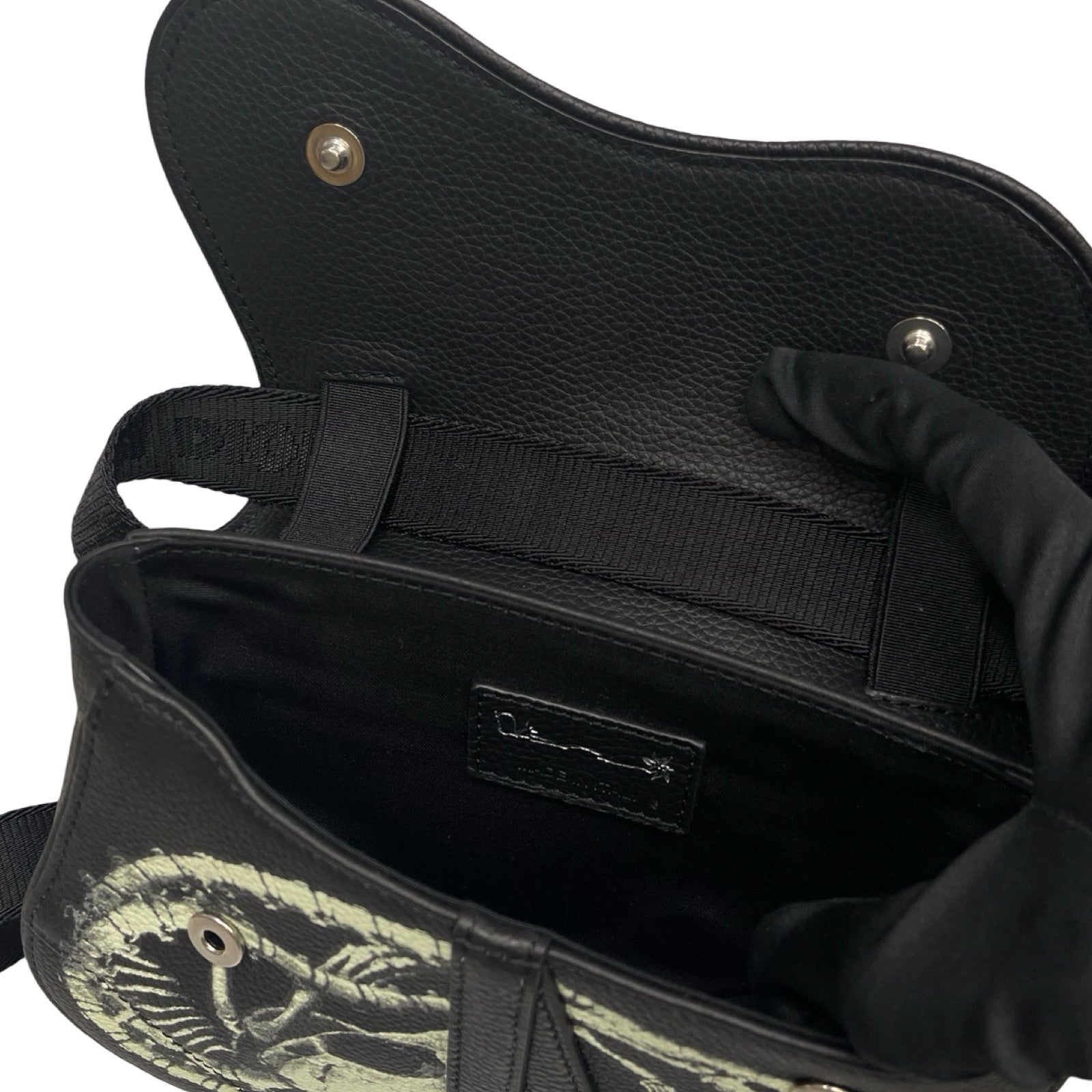 DIOR × Cactus Jack 2022SS Saddle Bone Print Leather Shoulder Bag 1ADPO022GNS_H03E