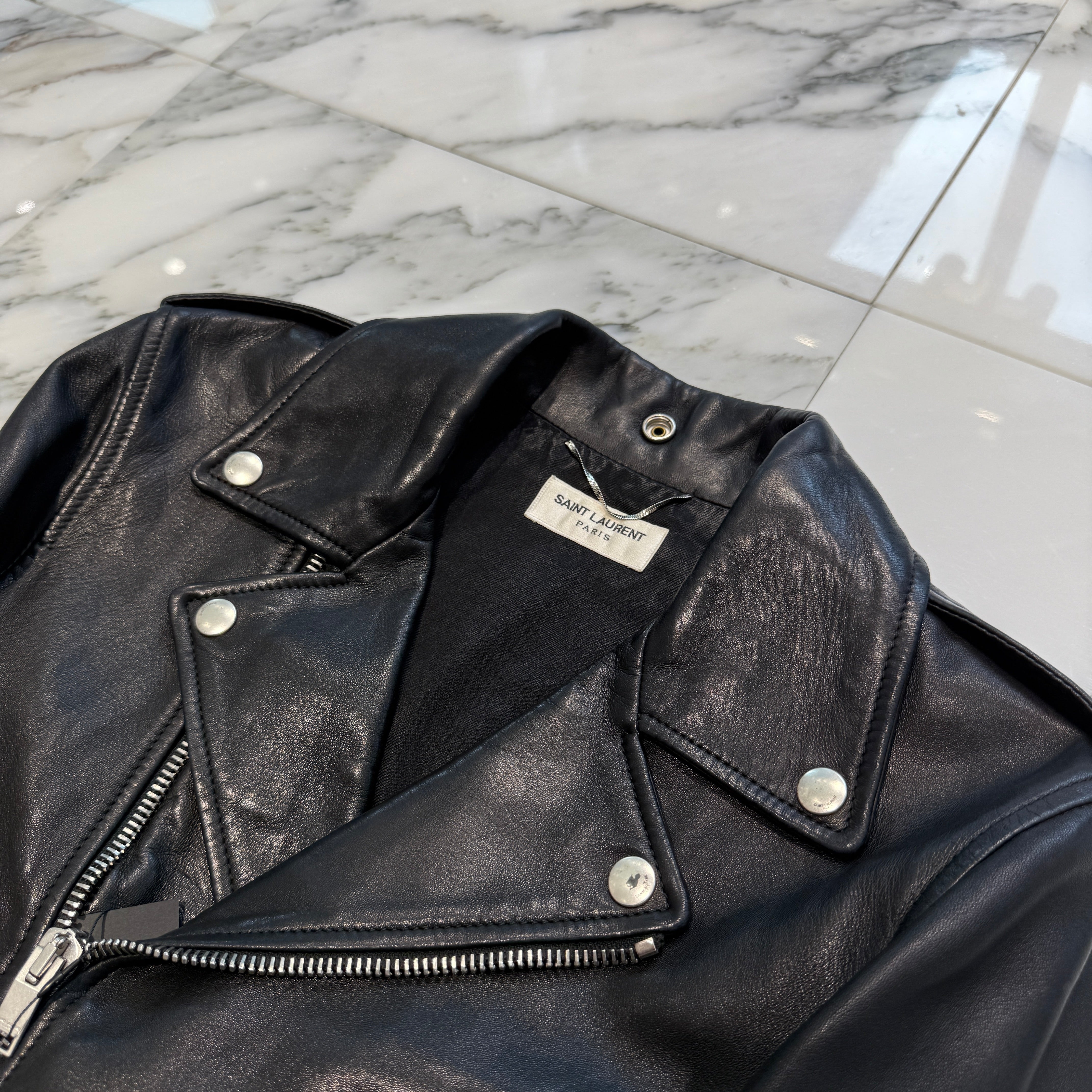 SAINT LAURENT PARIS 2016SS Classic Motorcycle Rider's Leather Jacket 397290 Y5YA1 Size 44 サンローランパリ クラシック モーターサイクル ライダース レザージャケット サイズ44