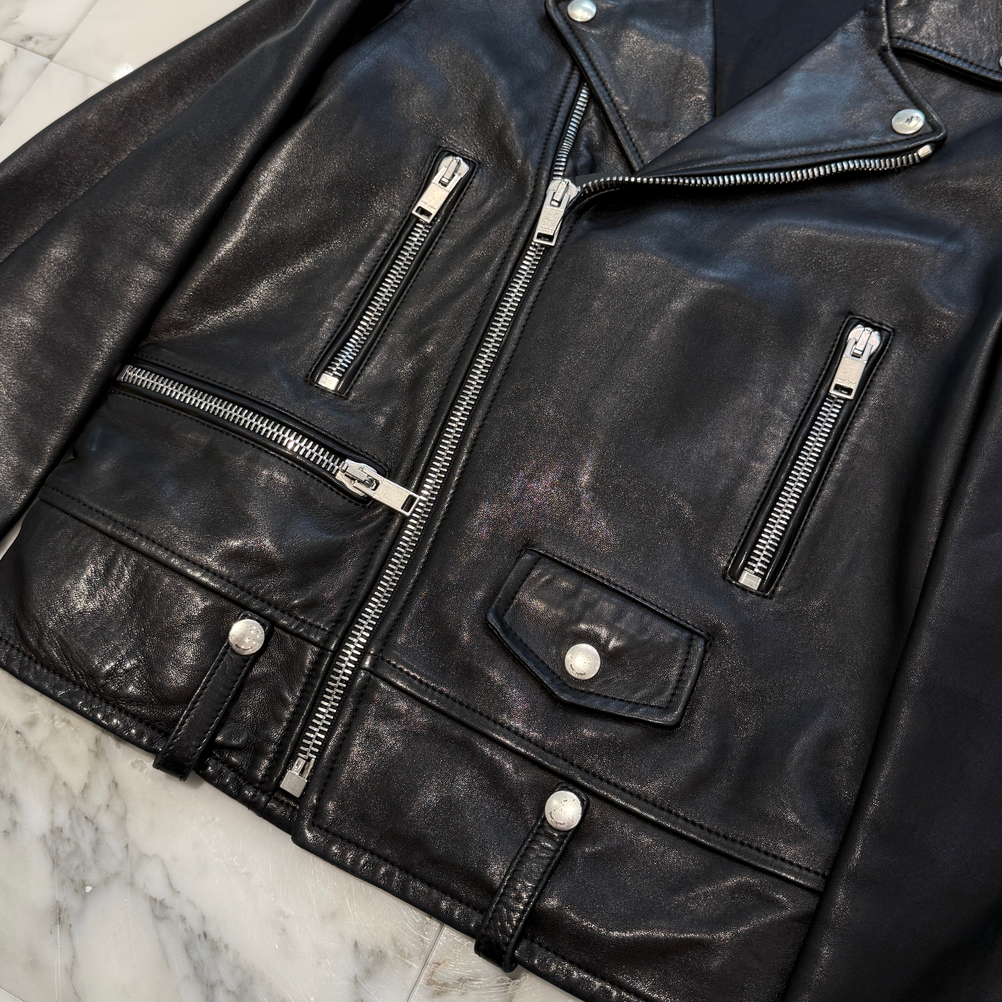 SAINT LAURENT PARIS 2016SS Classic Motorcycle Rider's Leather Jacket 397290 Y5YA1 Size 44 サンローランパリ クラシック モーターサイクル ライダース レザージャケット サイズ44