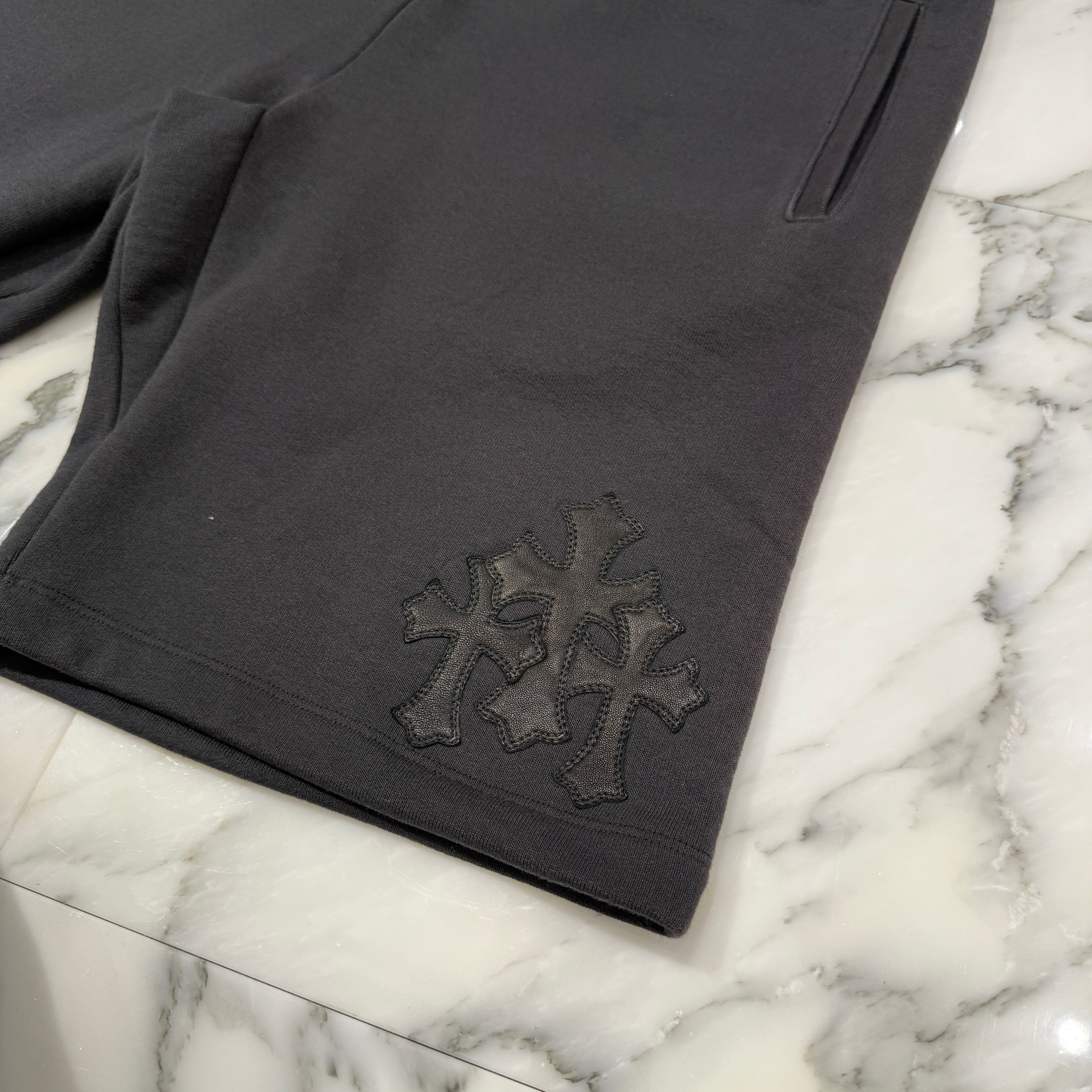CHROME HEARTS GRP Y NOT 3 Cemetery Cross Patch Sweat Shorts Size M クロムハーツ GRP ワイノット 3 セメタリー クロスパッチ スウェットショーツ サイズM