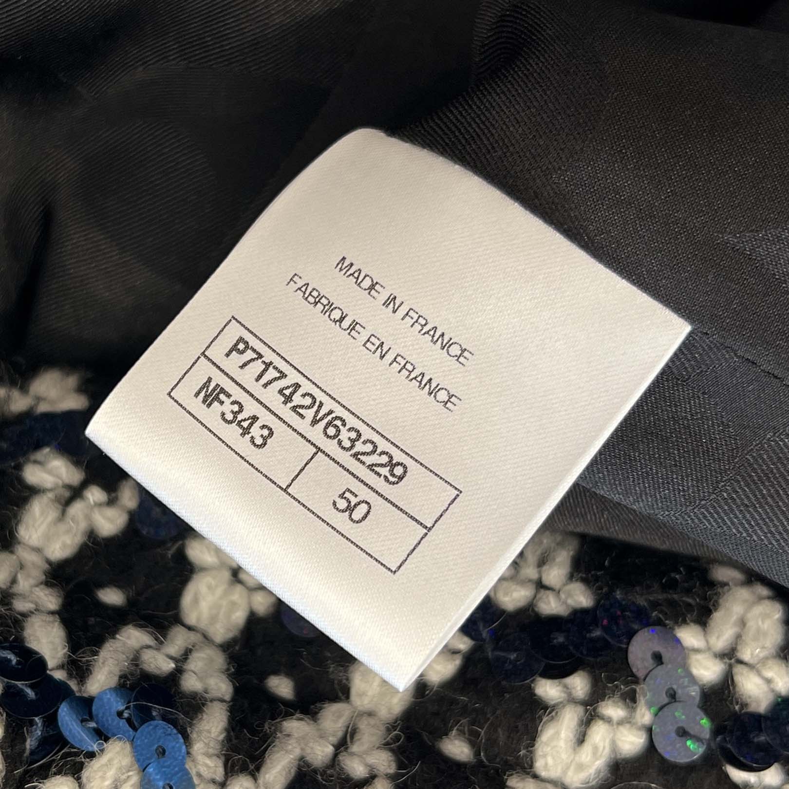 CHANEL 2022AW New Wave Stripe Sequin Acrylic Wool Jacket P71742V63229 Size 50 シャネル ニューウェーブ ストライプ スパンコール アクリルウール ジャケット サイズ 50