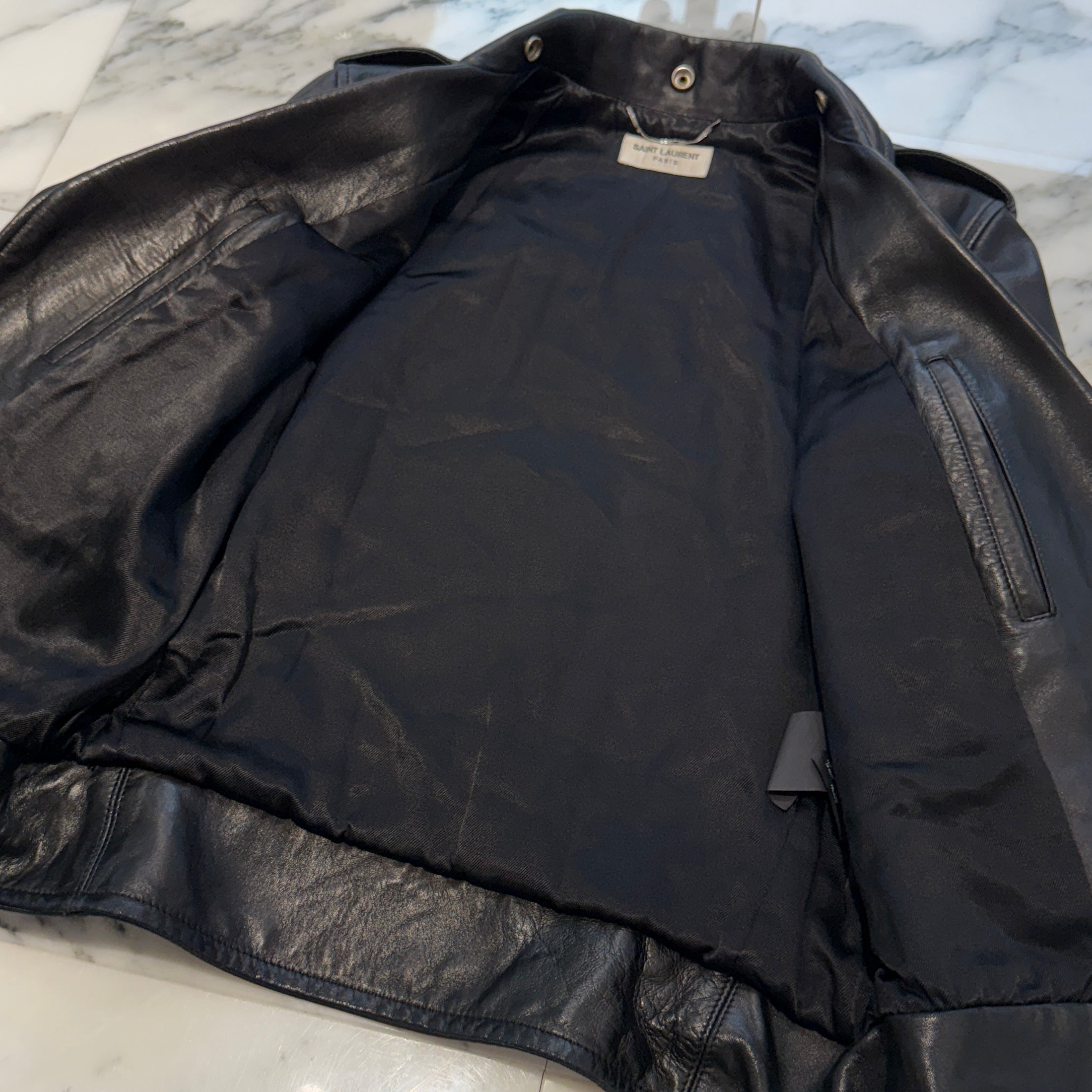 SAINT LAURENT PARIS 2016SS Classic Motorcycle Rider's Leather Jacket 397290 Y5YA1 Size 44 サンローランパリ クラシック モーターサイクル ライダース レザージャケット サイズ44