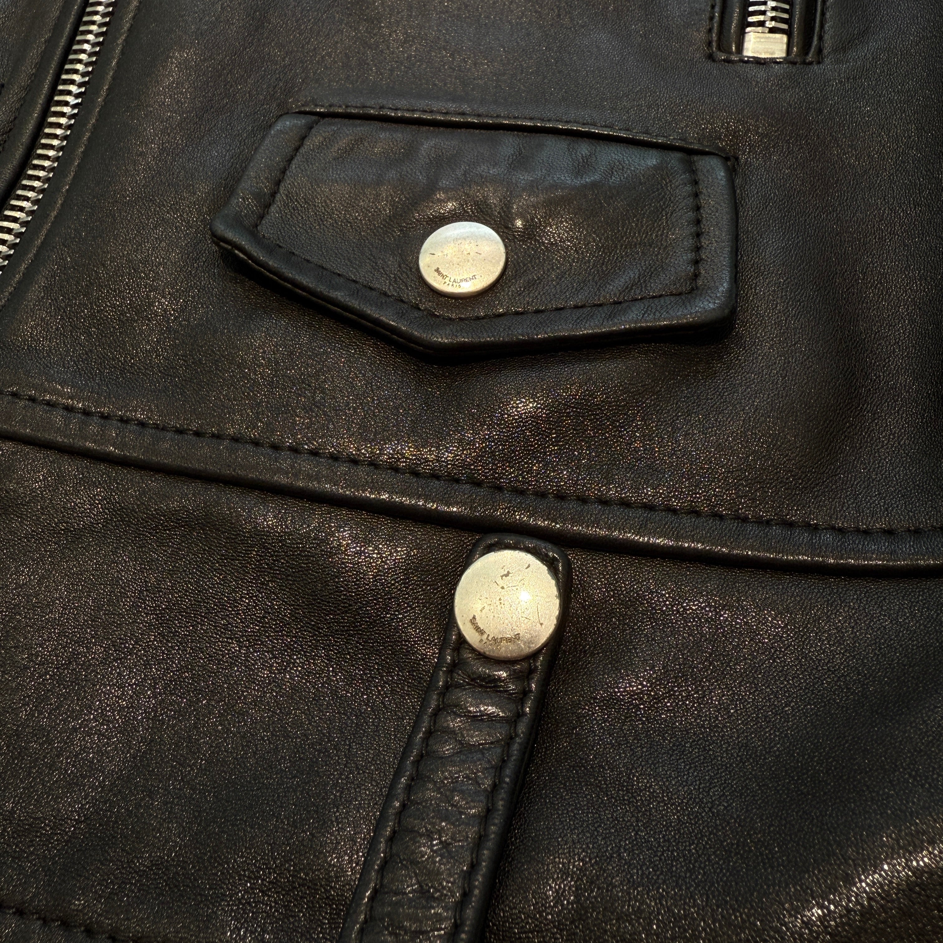 SAINT LAURENT PARIS 2016SS Classic Motorcycle Rider's Leather Jacket 397290 Y5YA1 Size 44 サンローランパリ クラシック モーターサイクル ライダース レザージャケット サイズ44