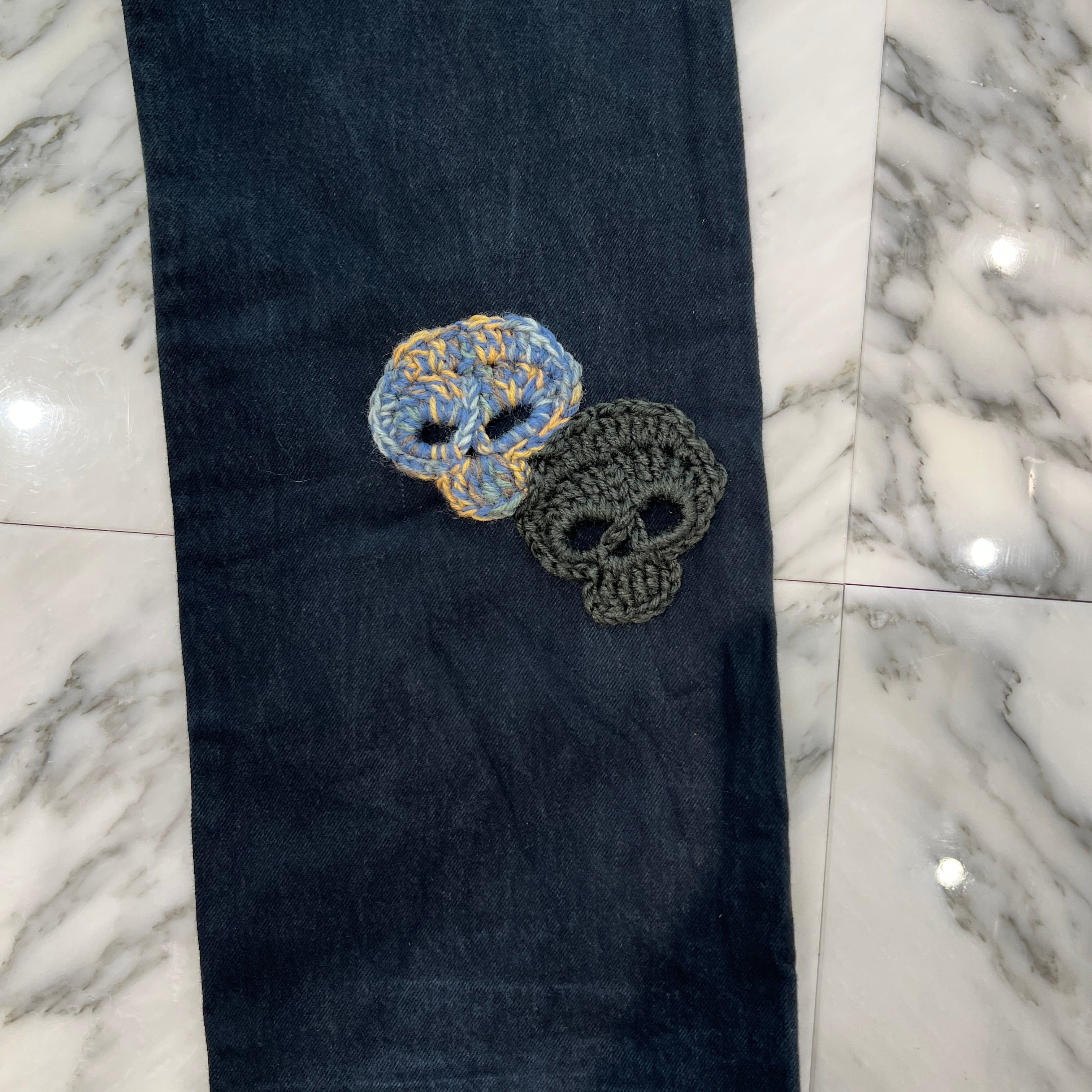 Y.A.R.N × mementos Levi's 501 Body Knit Scull Denim Pants Size W36×L34 ヤーン×メメントス リーバイス 501 ボディ ニットスカル デニムパンツ サイズW36×L34