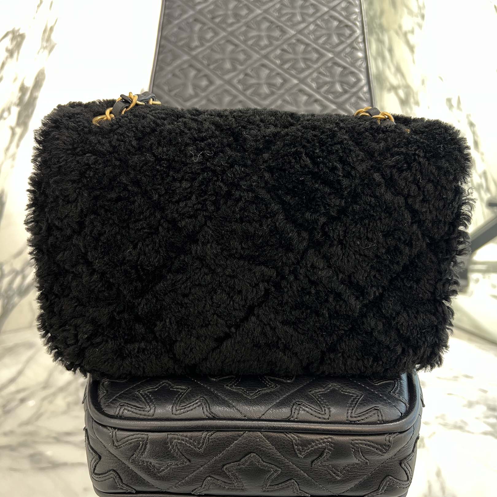CHANEL Matelassé Shearling Quilted Stitch Leather Chain Shoulder Bag シャネル マトラッセ シアリング キルティングステッチ レザーチェーン ショルダーバッグ