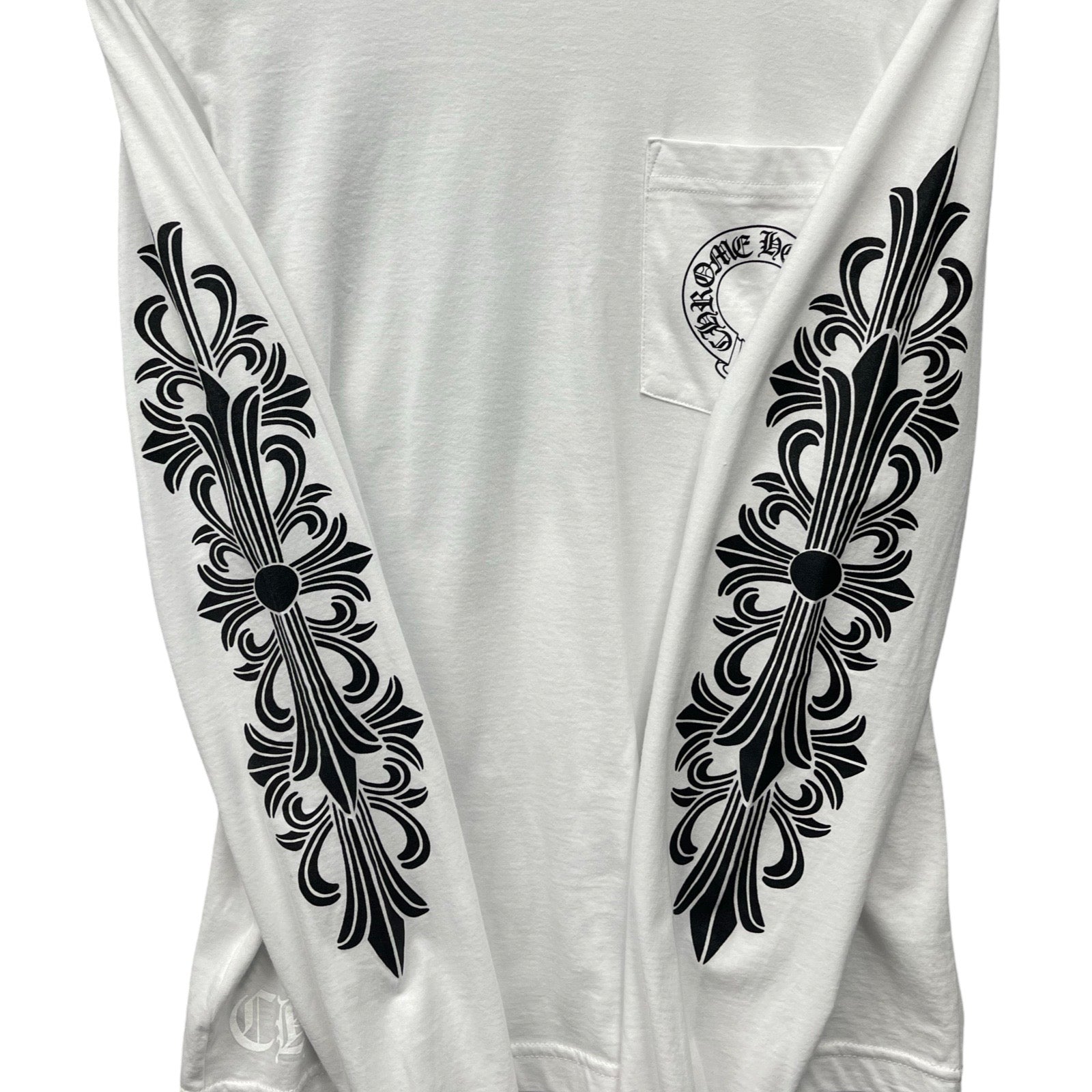 CHROME HEARTS Floral Cross Horseshoe Long Sleeve Tee Size S