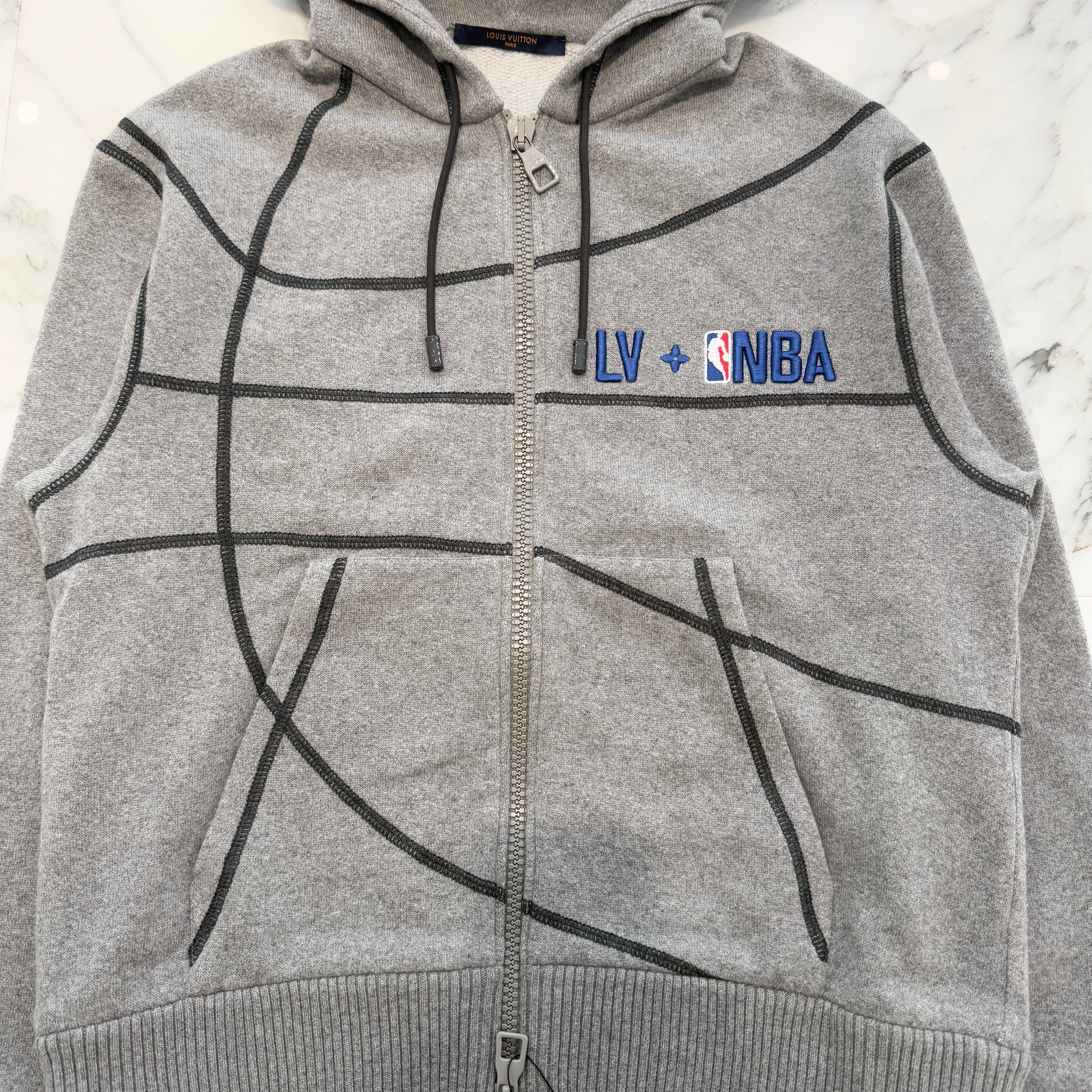 LOUIS VUITTON × NBA 2021AW Logo Embroidery Zip Up Hoodie Size S ルイ・ヴィトン × エヌビーエー ロゴエンブロイダリー ジップアップフーディ サイズS
