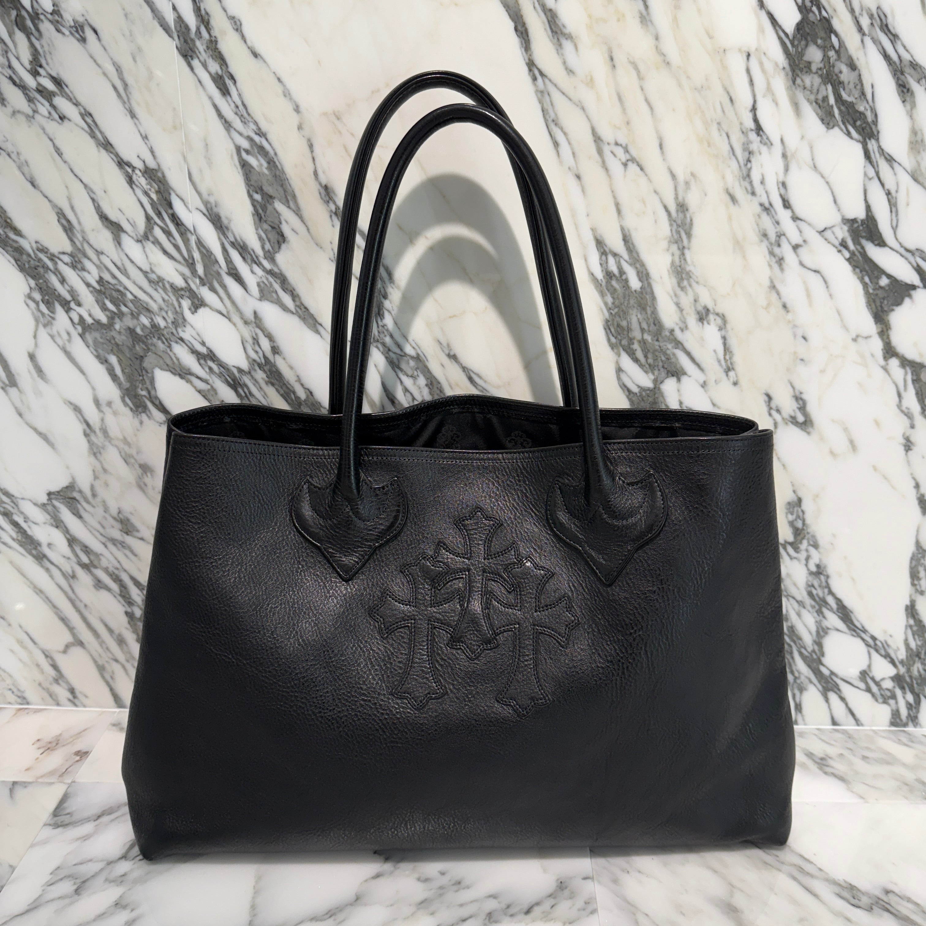 CHROME HEARTS 3 Cemetery Cross Patch Leather Tote Bag クロムハーツ 3セメタリークロス レザーパッチ トートバッグ