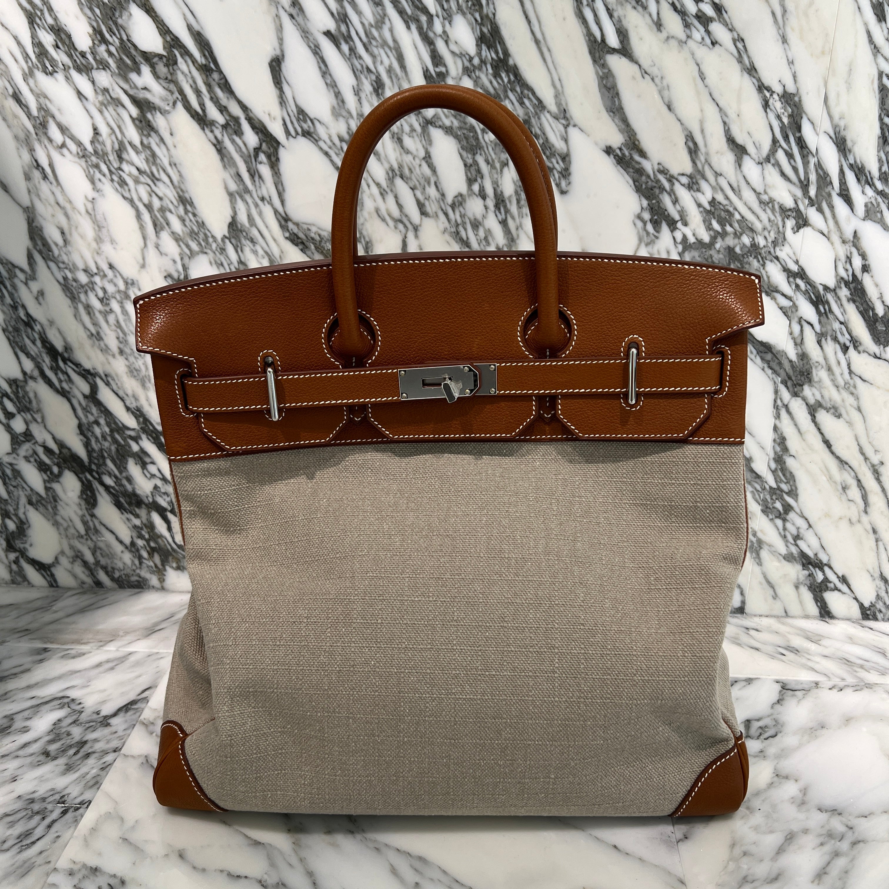 HERMES Haut a Courroies 40 Leather Hand Bag W刻印 エルメス オータクロア 40 レザーハンドバッグ W刻印