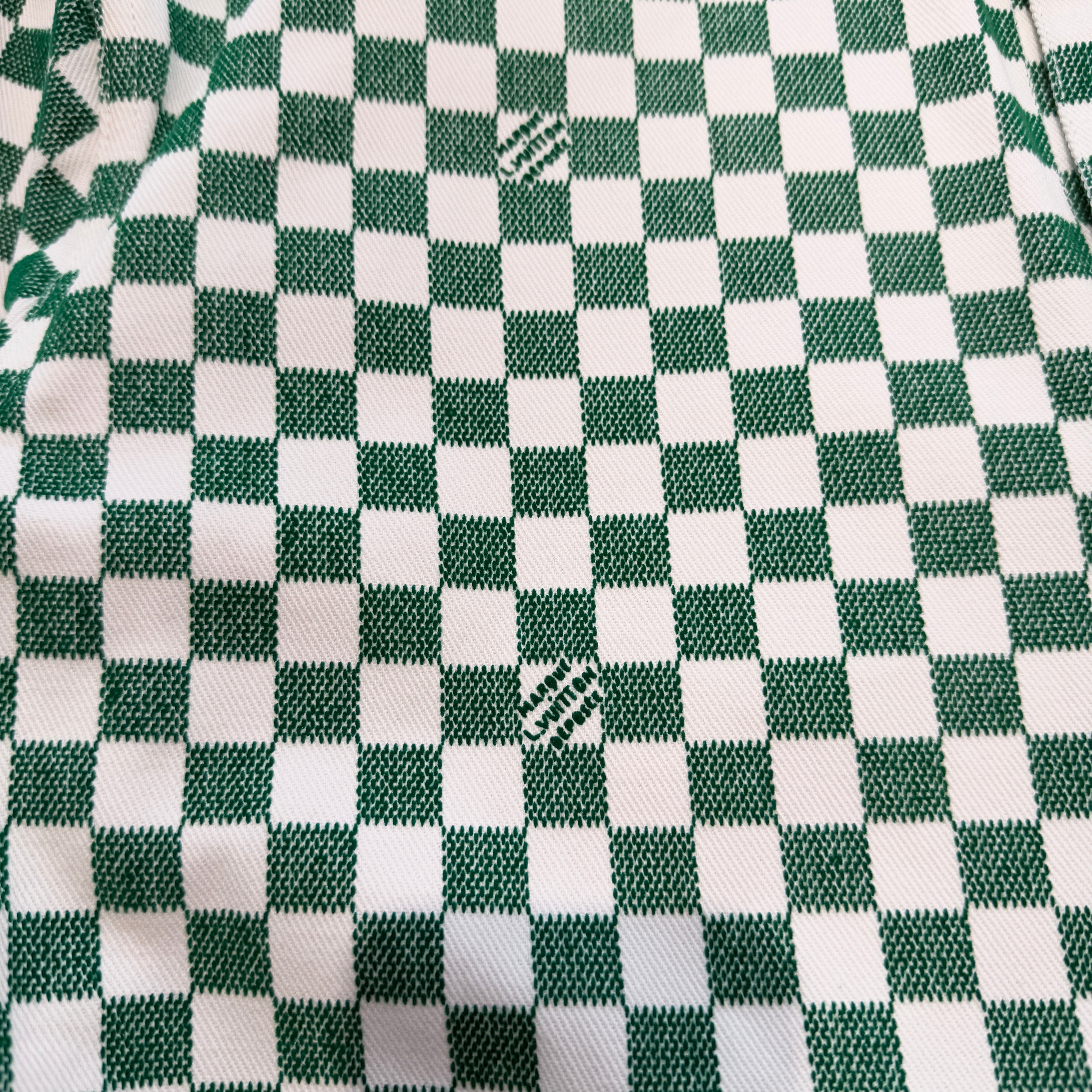 LOUIS VUITTON 2024SS Fuzzy Damier Ⅾenim Overshirt 1AFHUM Size 44 ルイヴィトン ファジーダミエ デニムオーバーシャツ サイズ44