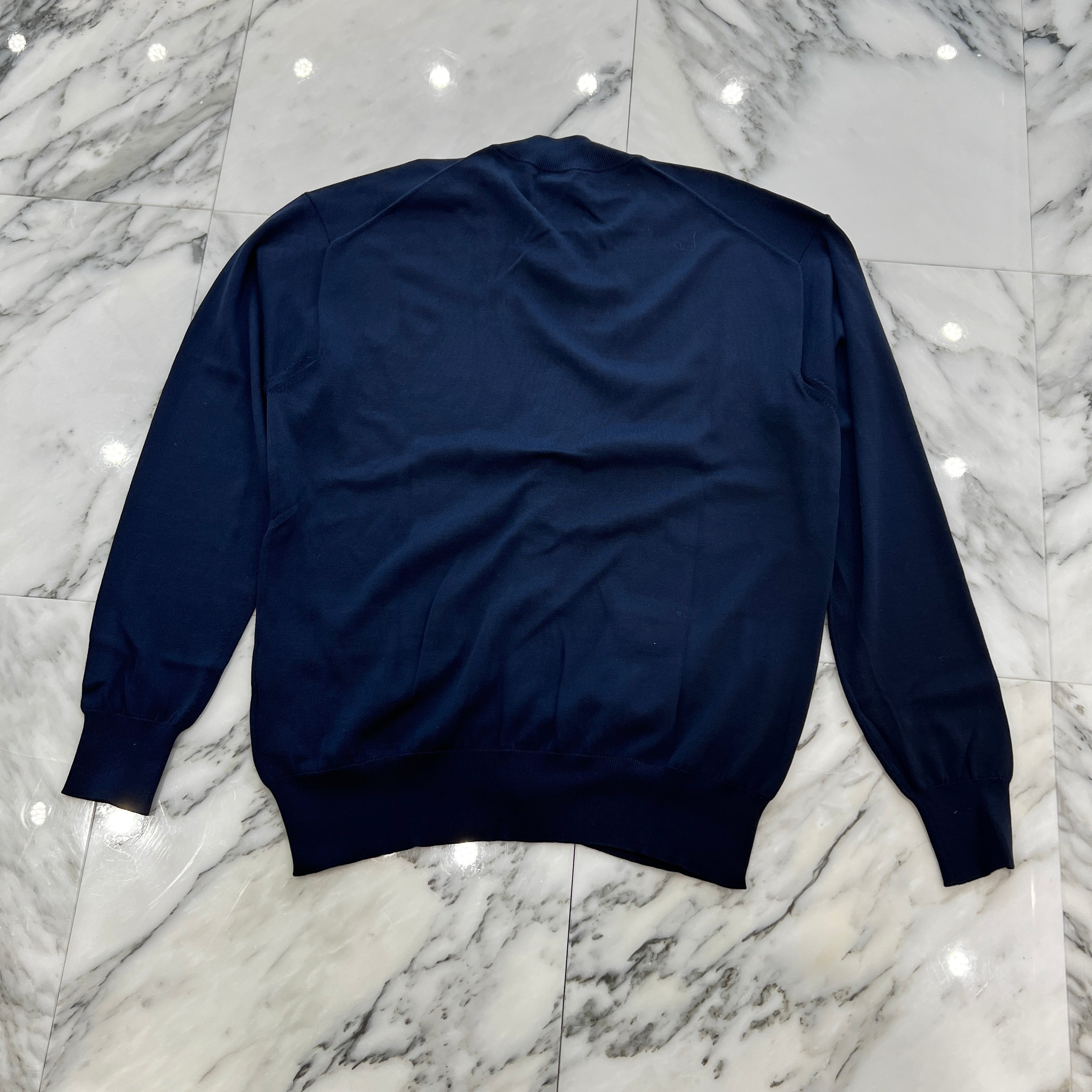 PRADA 2023AW Logo Embroidered V-Neck Silk Cardigan Size 48 プラダ ロゴ刺繍Vネックシルクカーディガン サイズ48