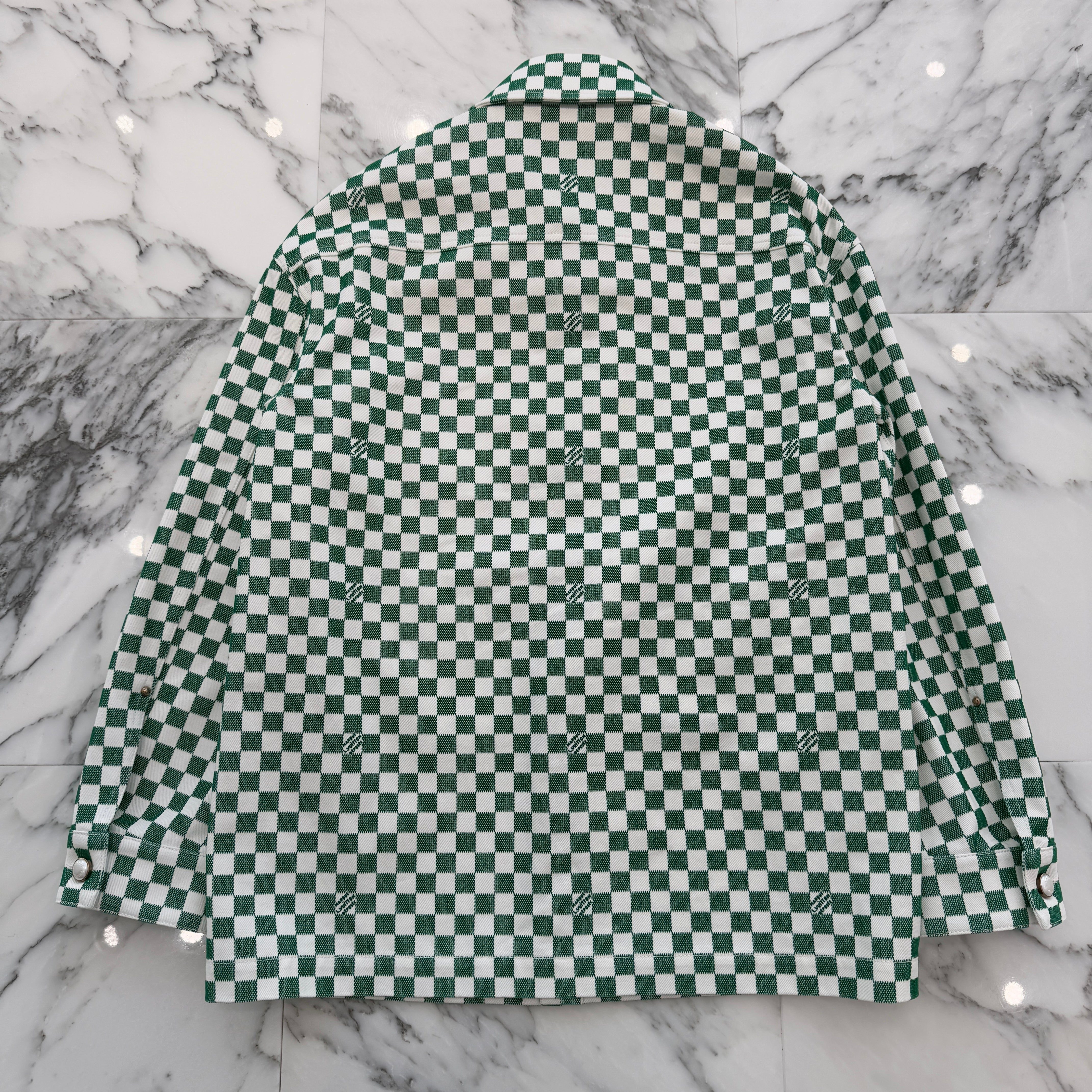 LOUIS VUITTON 2024SS Fuzzy Damier Ⅾenim Overshirt 1AFHUM Size 44 ルイヴィトン ファジーダミエ デニムオーバーシャツ サイズ44
