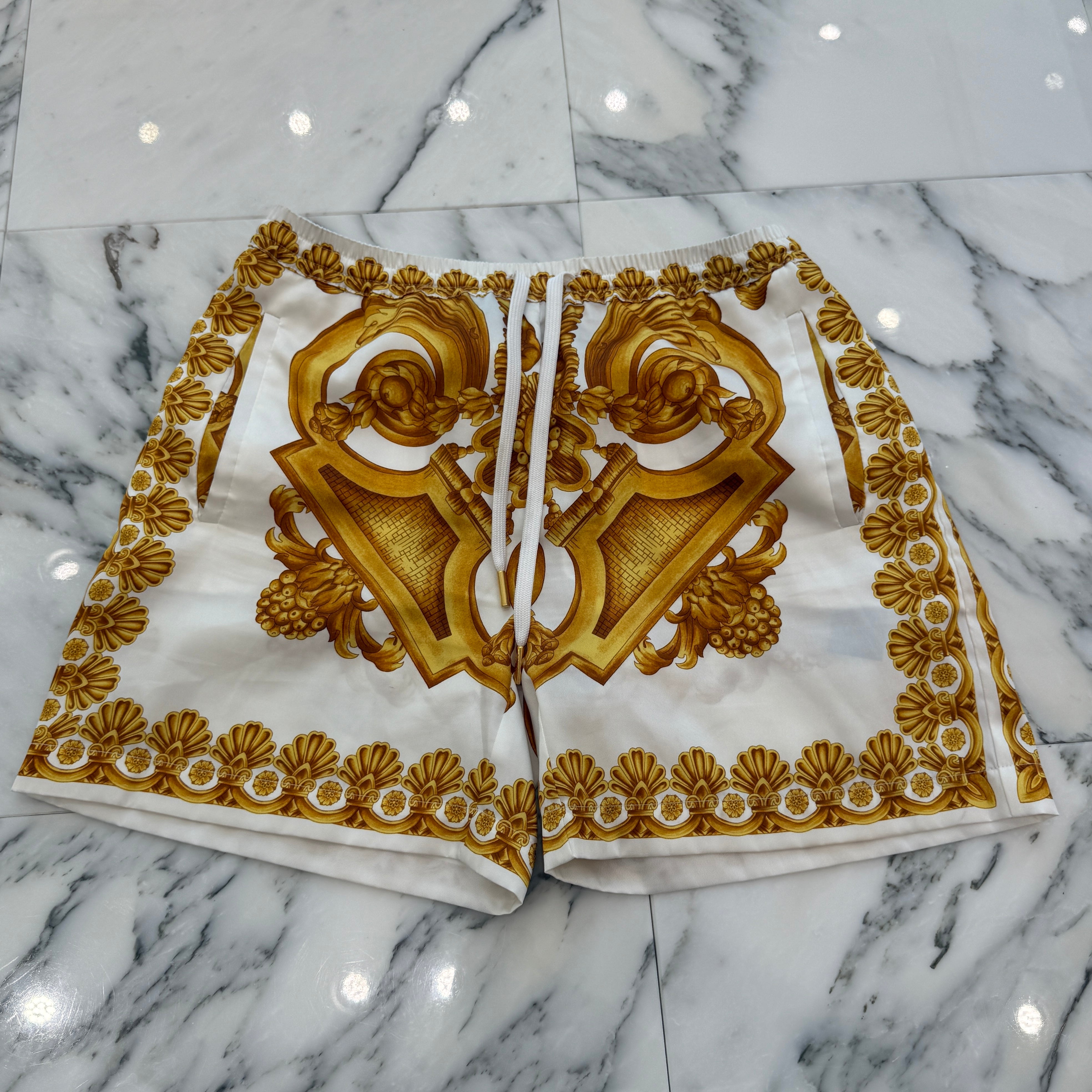 VERSACE 2023SS Heritage Print Drawstring Shorts 1014394 1A04373 Size 40 ヴェルサーチェ ヘリタージュ プリント ドローストリング ショーツ サイズ40