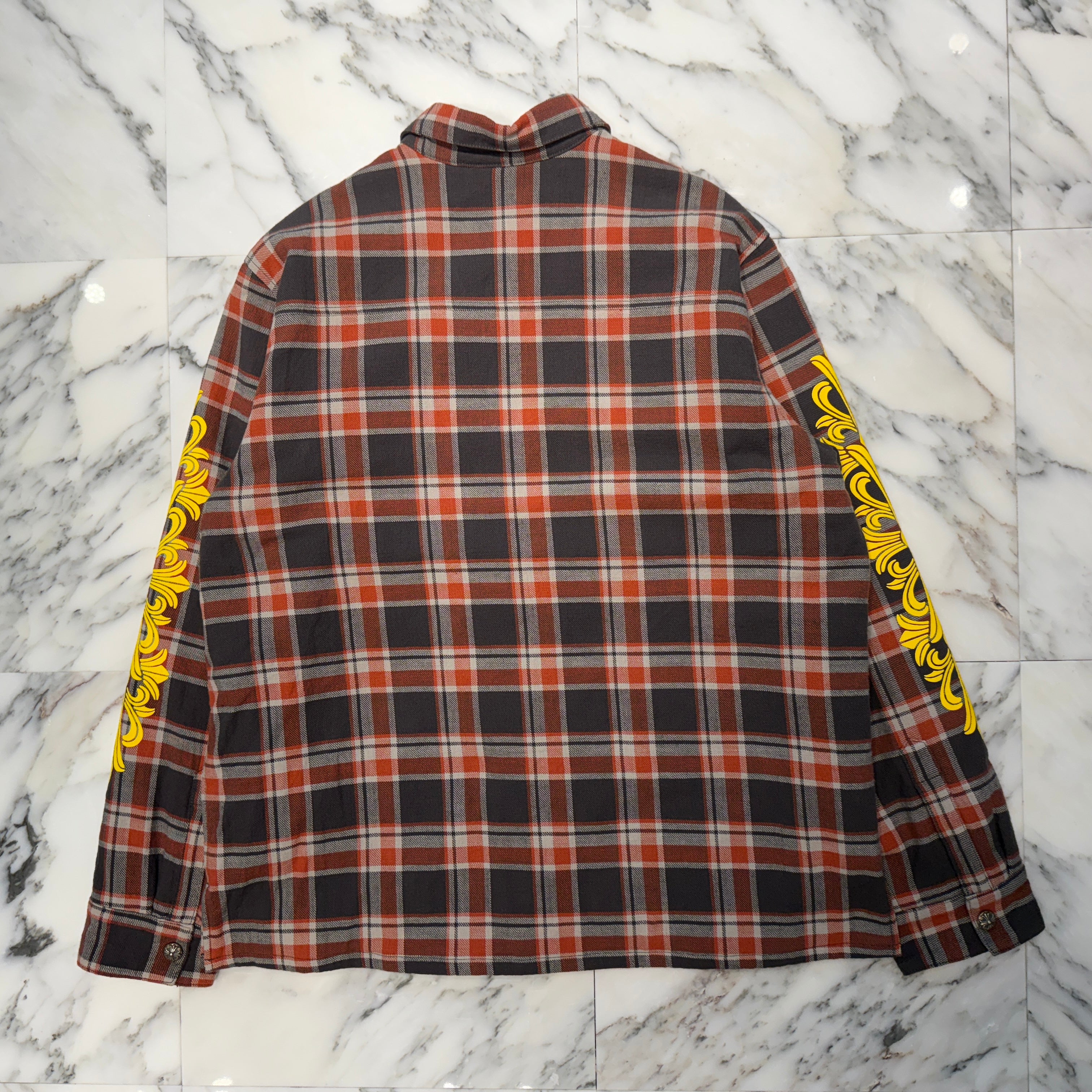 CHROME HEARTS Y NOT Workn Padded FLANNEL CHECK SHIRT JACKET Size XL クロムハーツ ワイノット ワーキンパデッド フランネルチェック シャツジャケット サイズXL
