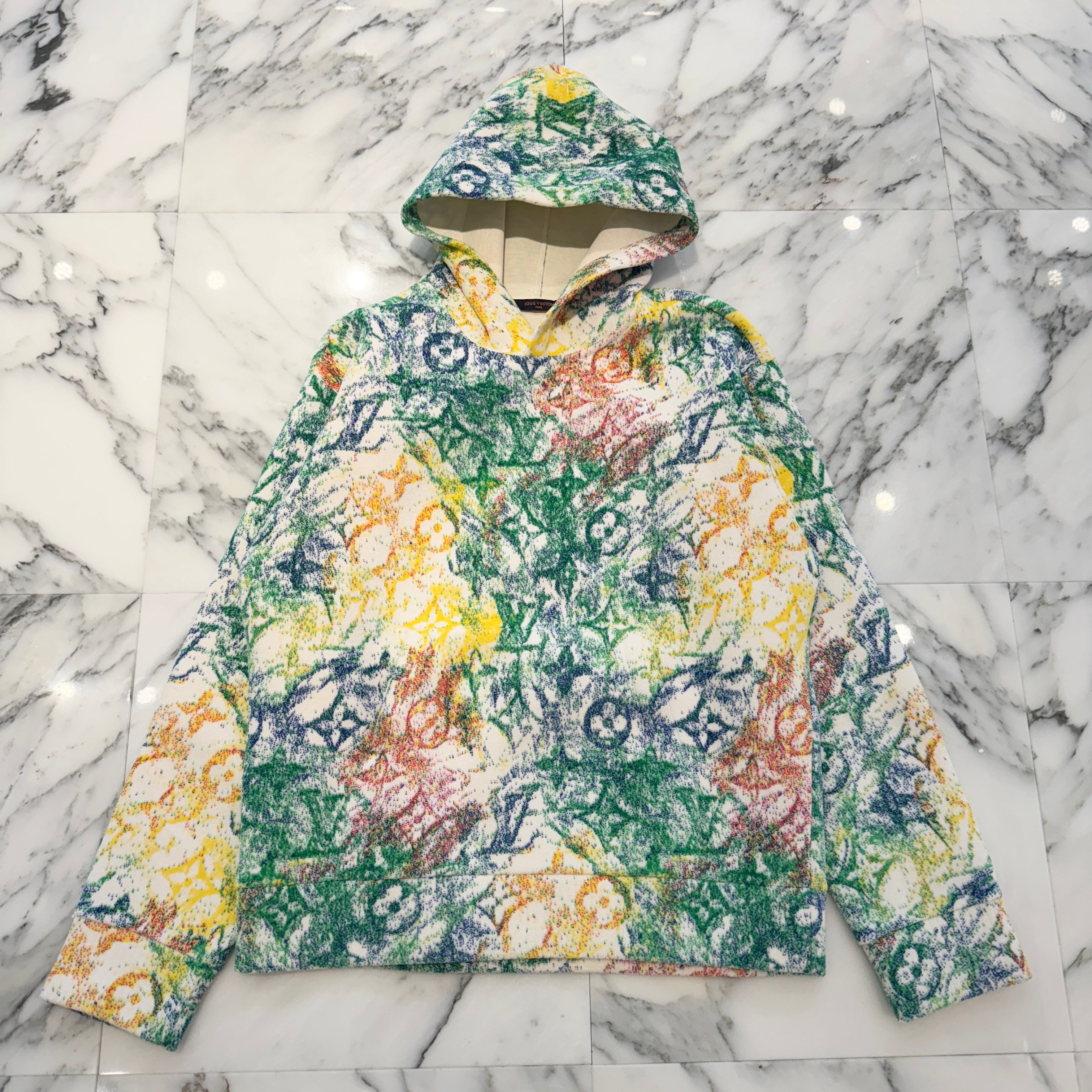 LOUIS VUITTON 2021SS Velvet Pastel Monogram Jacquard Hoodie 1A8GV1 Size S ルイヴィトン ベルベットパステル モノグラム ジャカードフーディ サイズS