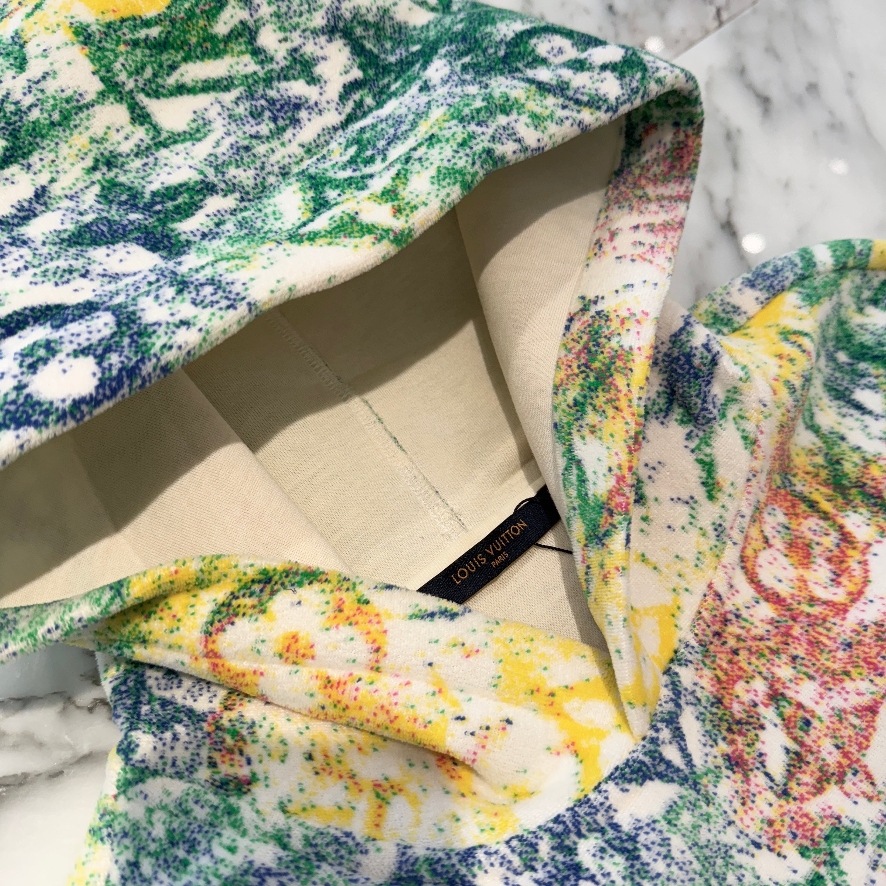 LOUIS VUITTON 2021SS Velvet Pastel Monogram Jacquard Hoodie 1A8GV1 Size S ルイヴィトン ベルベットパステル モノグラム ジャカードフーディ サイズS