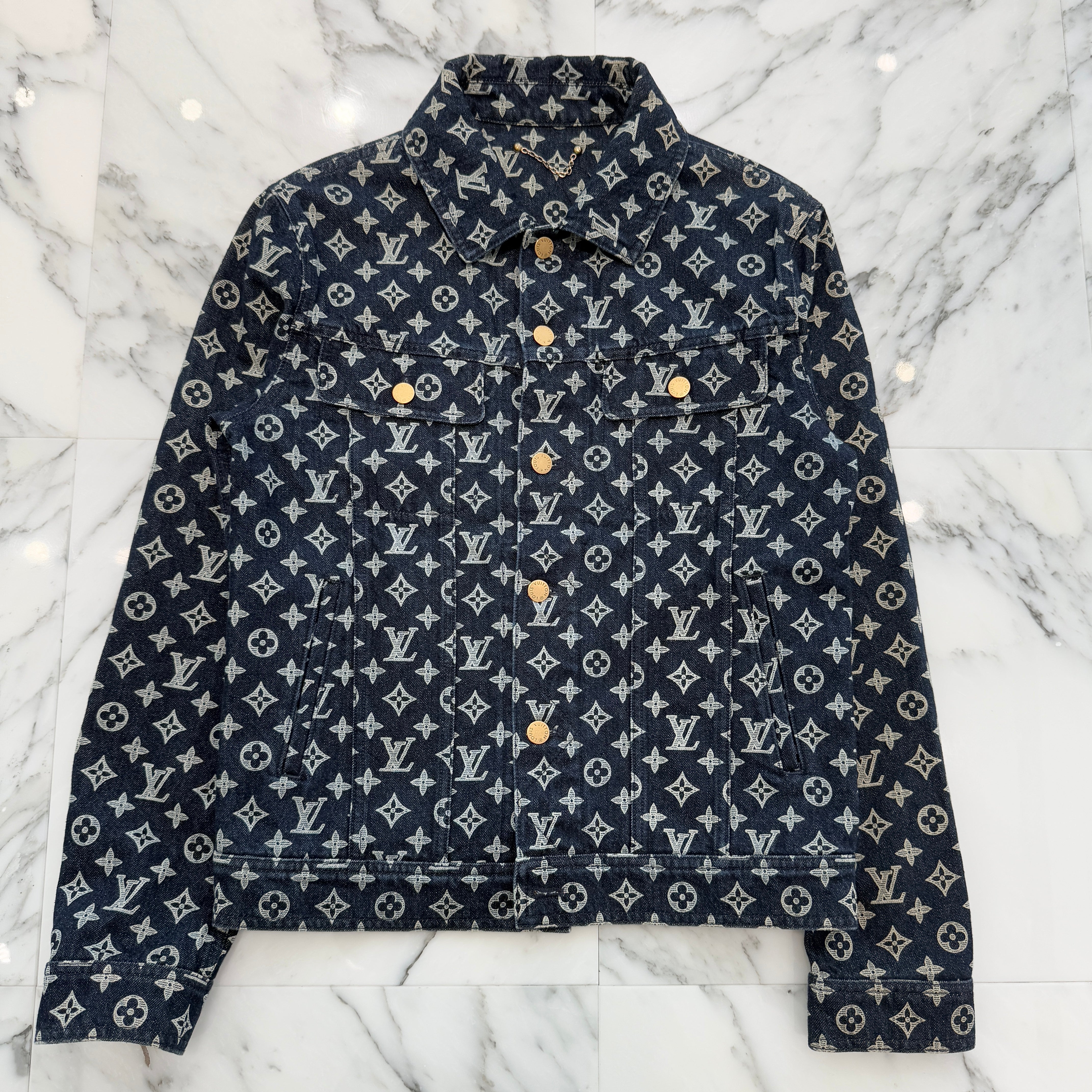 LOUIS VUITTON 2018AW Monogram Jacquard Denim Jacket 1A46V8 Size 44 ルイヴィトン モノグラム ジャカード デニム ジャケット サイズ44