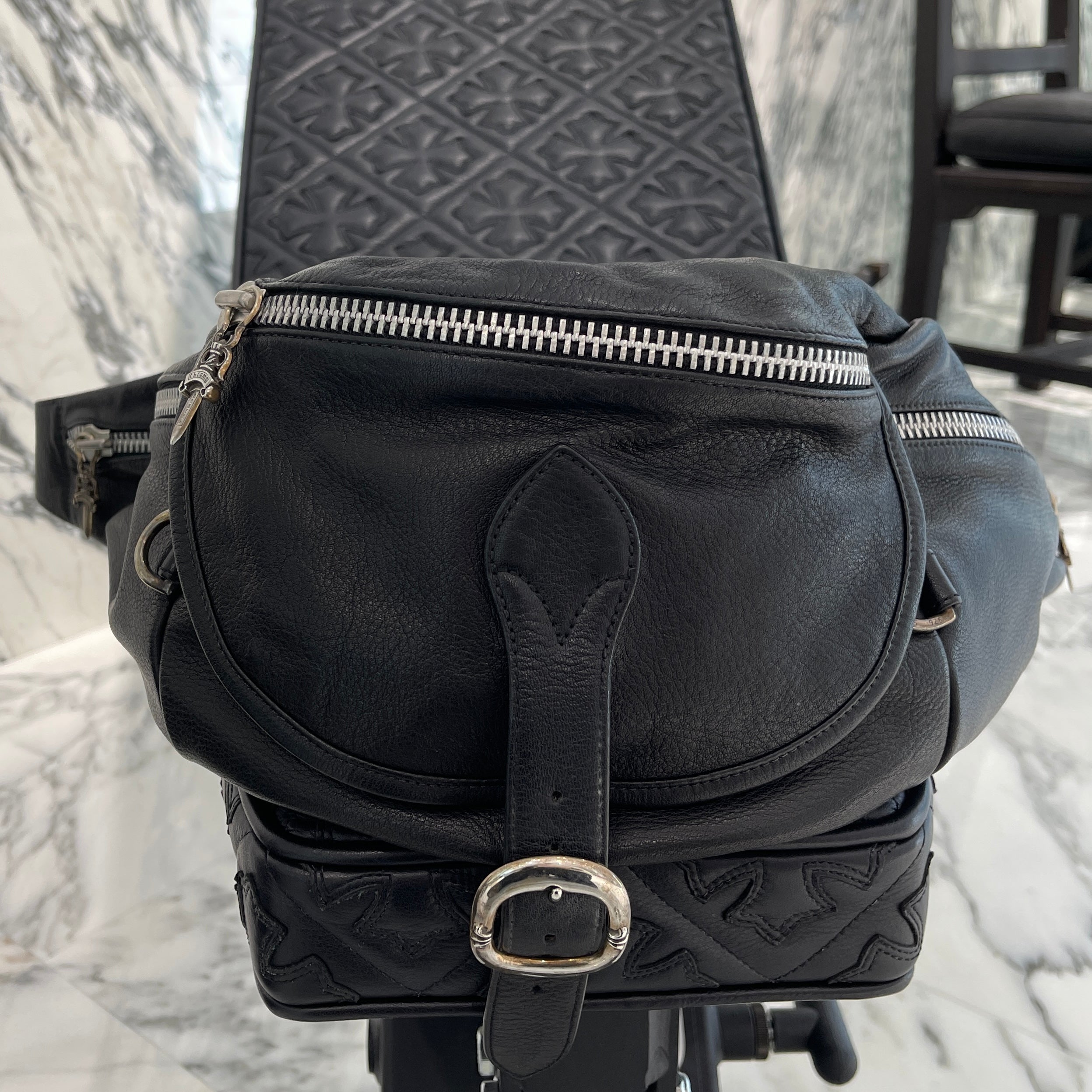 CHROME HEARTS 1 SNAT PACK MEDIUM LEATHER WAIST BAG Size XL クロムハーツ 1スナットパック ミディアムレザー ウェストバッグ サイズXL