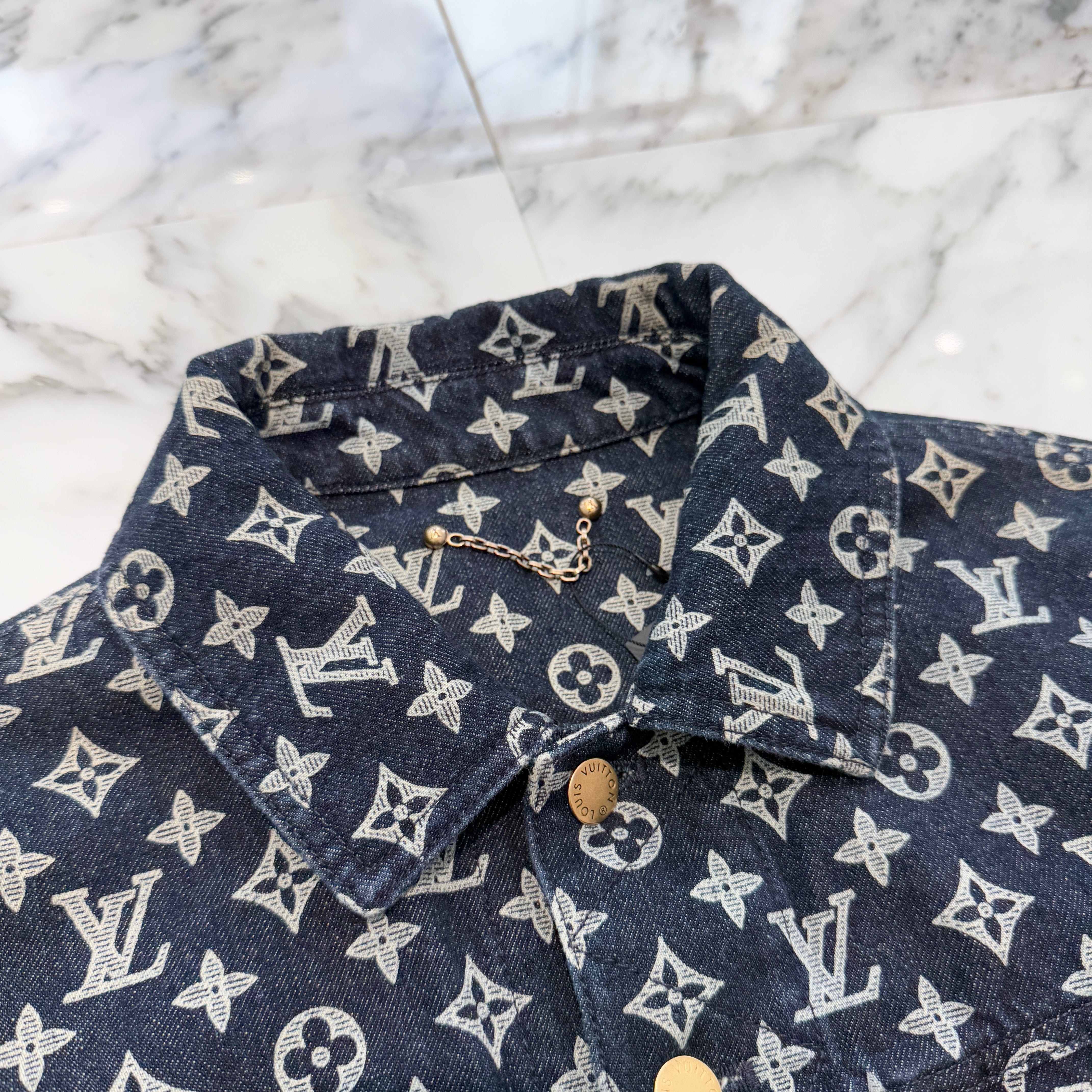 LOUIS VUITTON 2018AW Monogram Jacquard Denim Jacket 1A46V8 Size 44 ルイヴィトン モノグラム ジャカード デニム ジャケット サイズ44