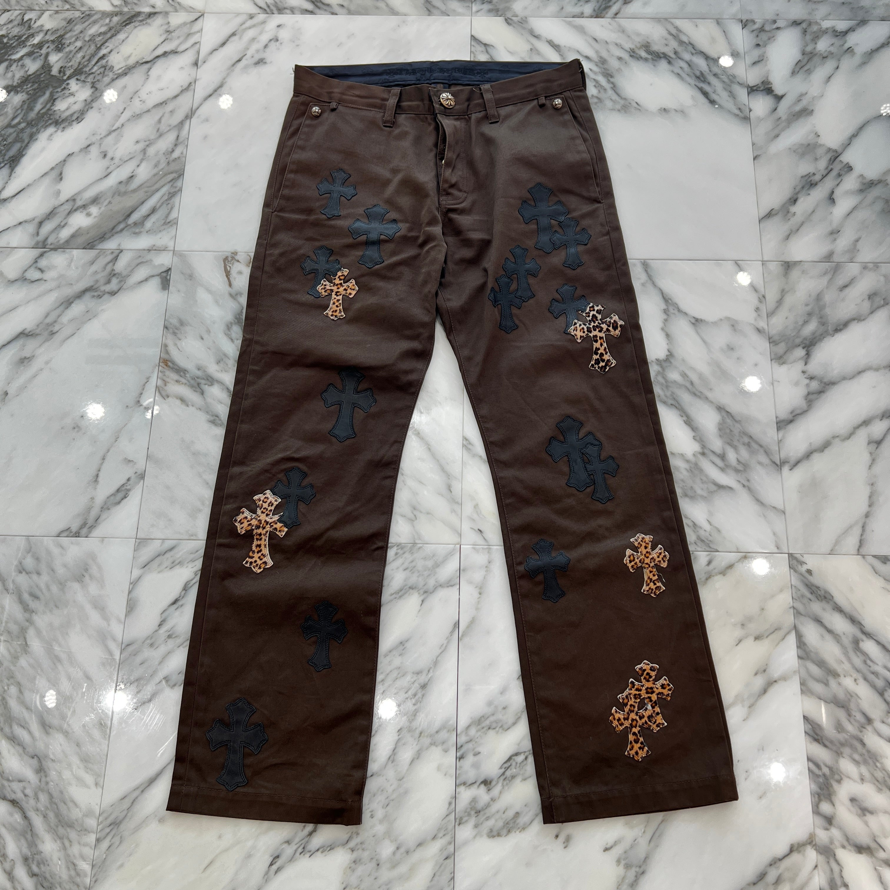 クロムハ－ツBLT3PCOTJレザ－べルトメンズ32 CHROME HEARTS Multi Leather Patch Cross Ball Button Cotton