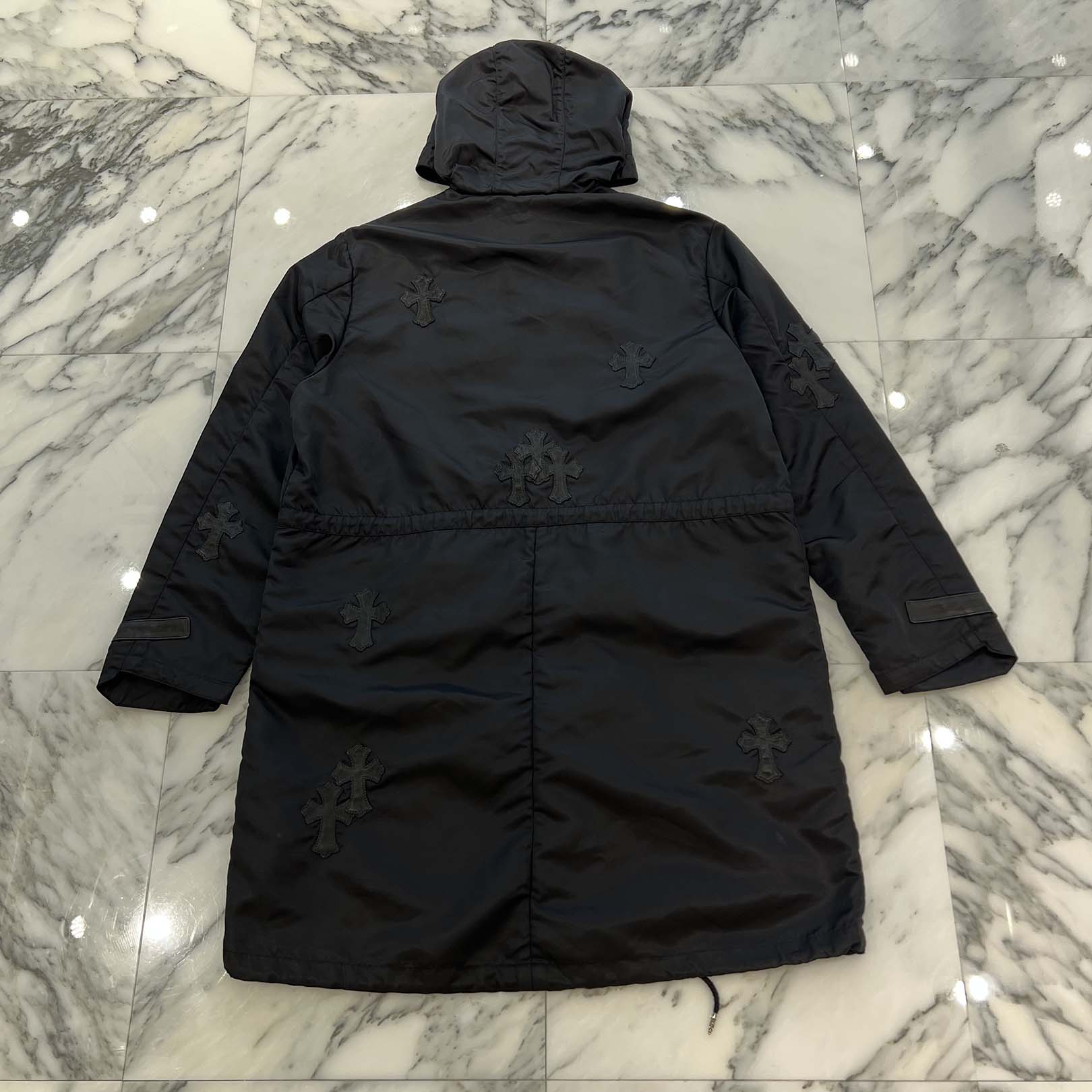 CHROME HEARTS Y NOT PUDDLES Cemetery Cross Leather Patch Zip Up