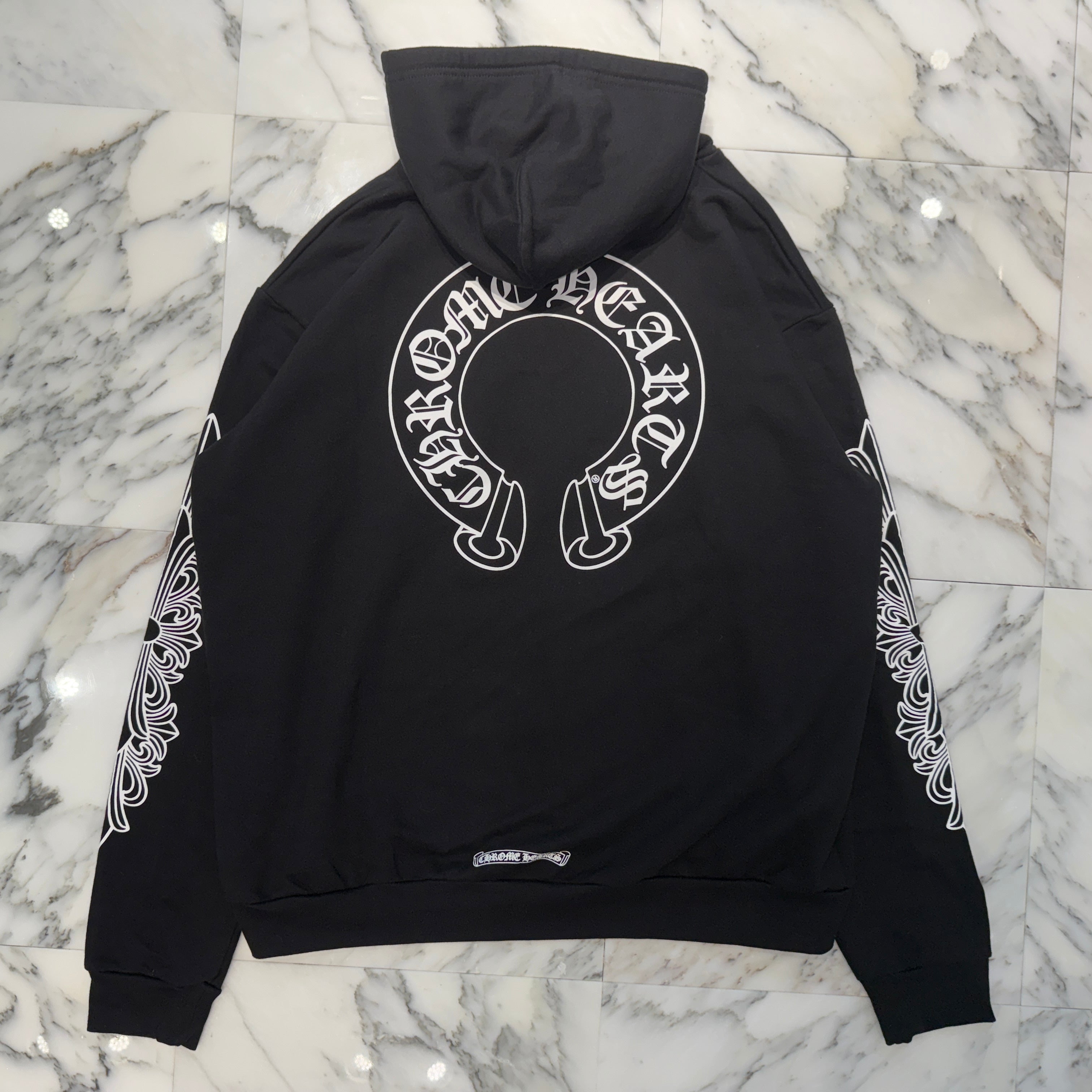 CHROME HEARTS Floral Cross Horseshoe Zip Up Hoodie Size L クロムハーツ フローラルクロス ホースシュー ジップアップフーディ サイズL