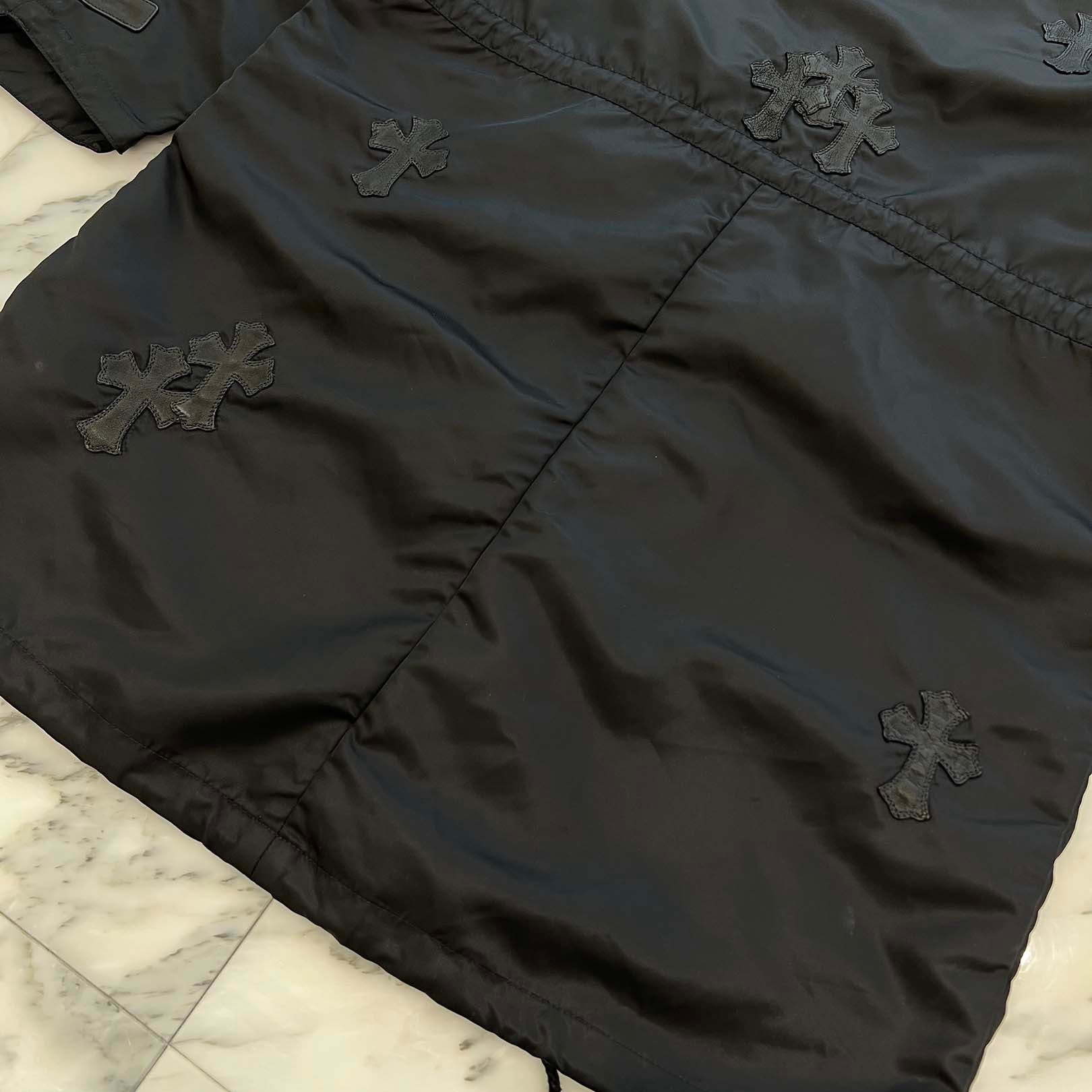 CHROME HEARTS Y NOT PUDDLES Cemetery Cross Leather Patch Zip Up Nylon Hooded Coat Size M クロムハーツ ワイノット パドルズ セメタリークロス レザーパッチ ジップアップ ナイロン フーデッド コート サイズM