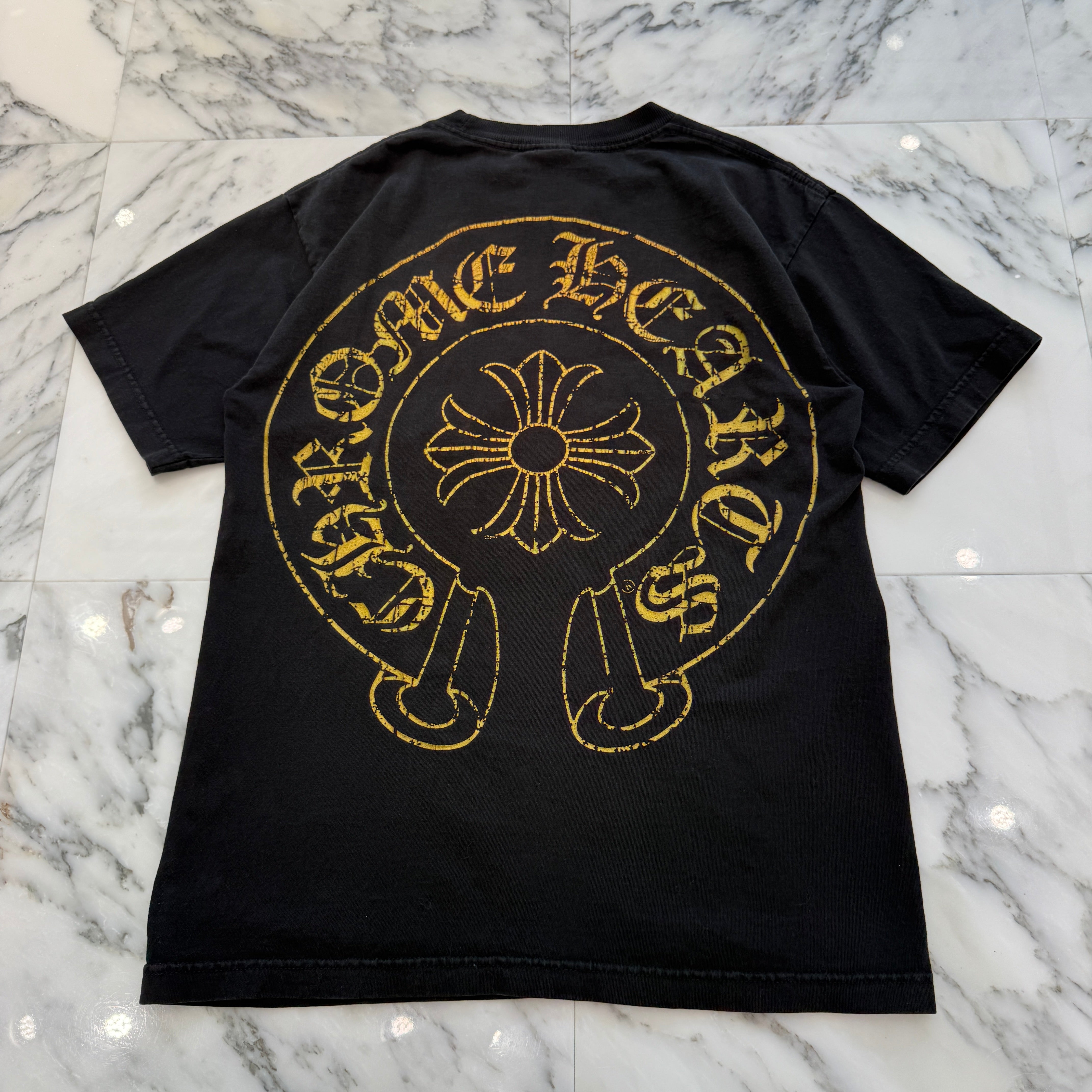 CHROME HEARTS CH Plus Scroll Gold Horseshoe Tee Size M クロムハーツ CHプラス スクロール ゴールド ホースシュー Tシャツ サイズM