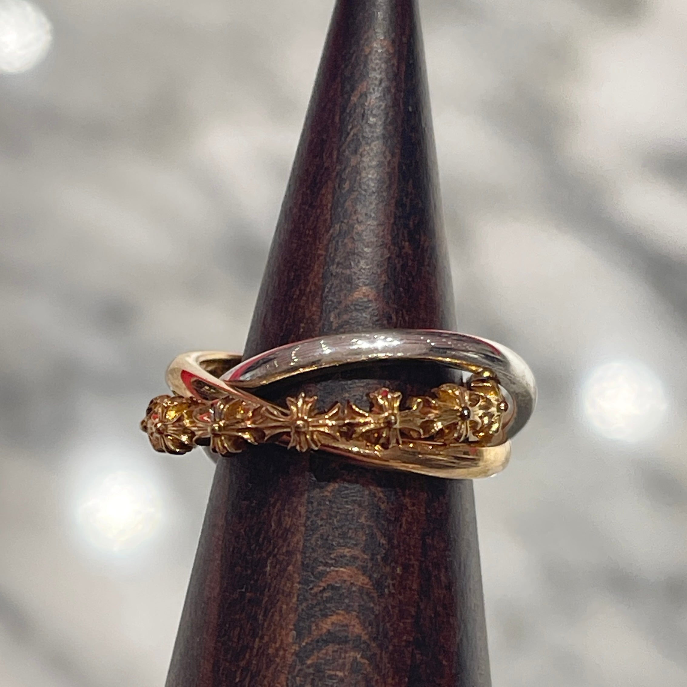 CHROME HEARTS 22K / SILVER 925 TINY E CH PLS BAND TRPL Combination Ring Size 12号 クロムハーツ タイニーE CHプラス バンド トリプルコンビ リング サイズ12号