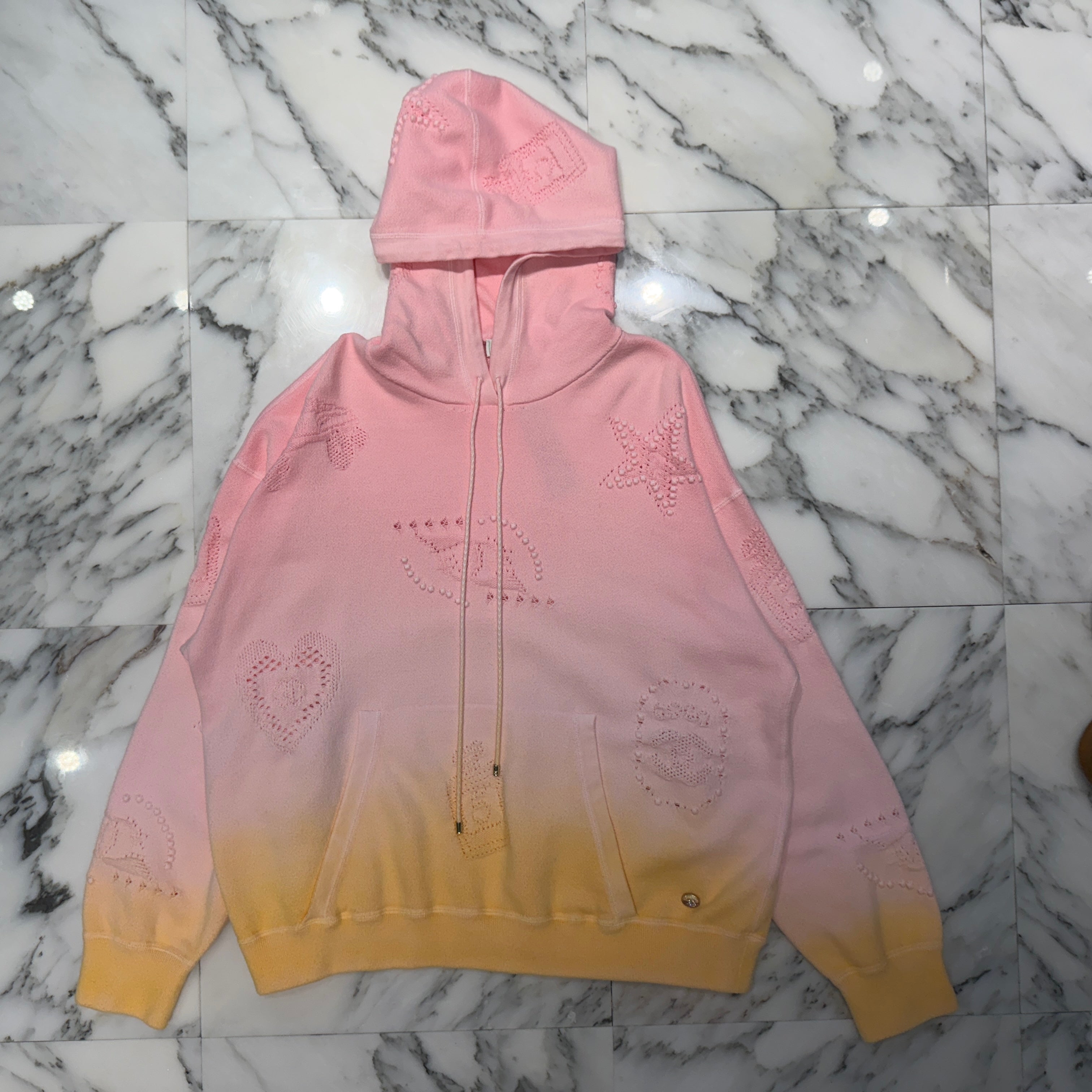 CHANEL Coco Mark Embroidery Gradient Cotton Pullover Hoodie P76494K10994 Size L シャネル ココマーク刺繍 グラデーション コットンプルオーバーフーディ プルオーバーパーカー サイズL