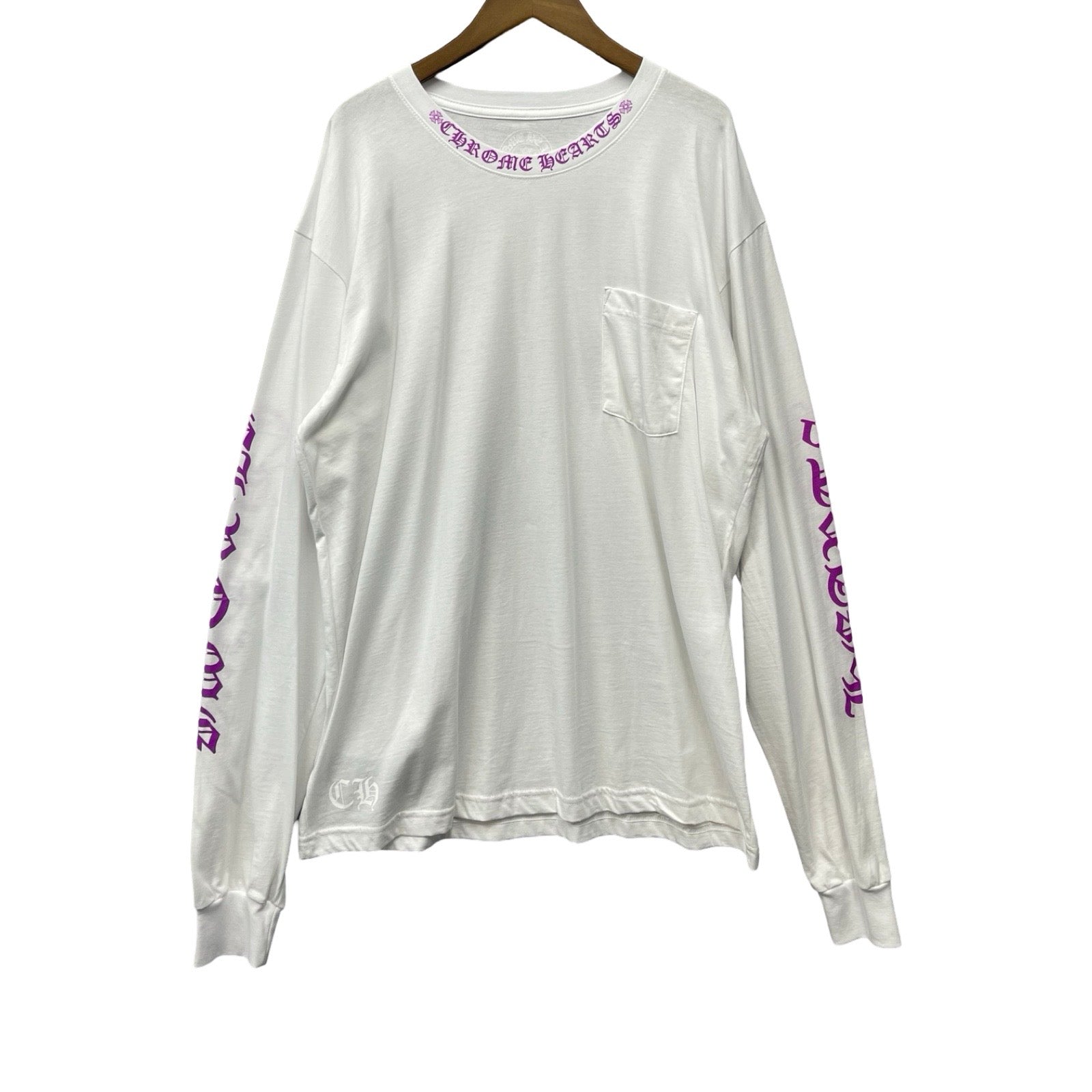 CHROME HEARTS Old English Neck Logo Pastel Purple Long Sleeve Tee Size XL