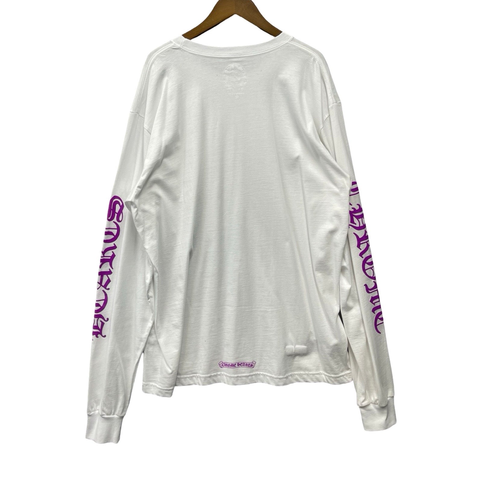 CHROME HEARTS Old English Neck Logo Pastel Purple Long Sleeve Tee Size XL