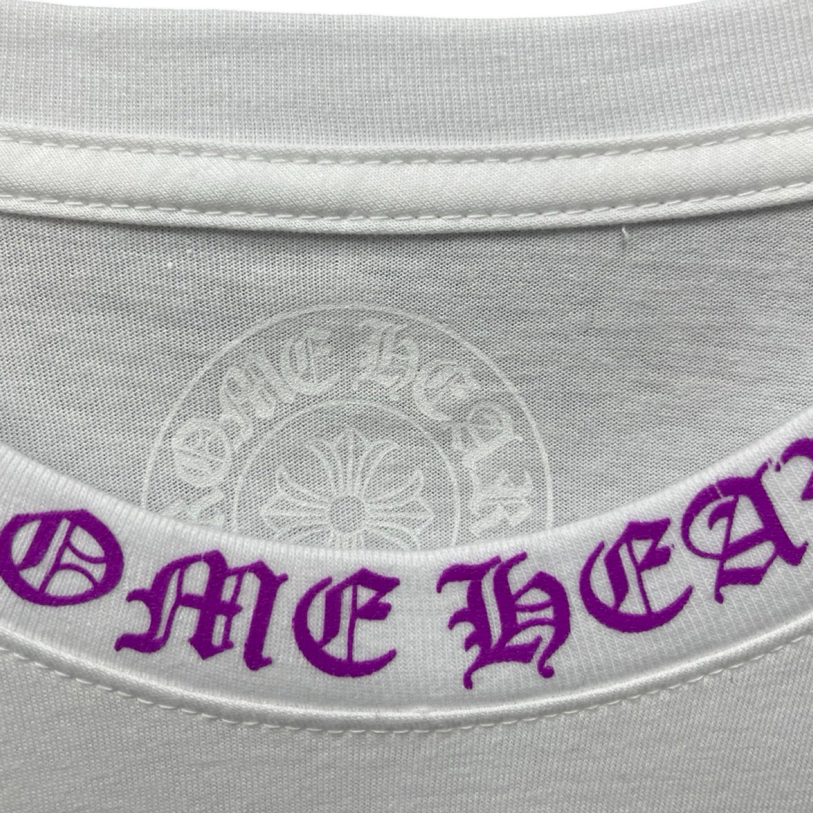 CHROME HEARTS Old English Neck Logo Pastel Purple Long Sleeve Tee Size XL