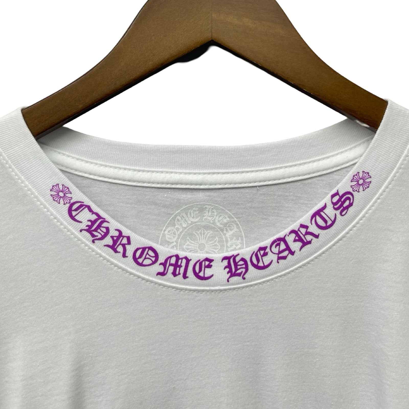 CHROME HEARTS Old English Neck Logo Pastel Purple Long Sleeve Tee Size XL