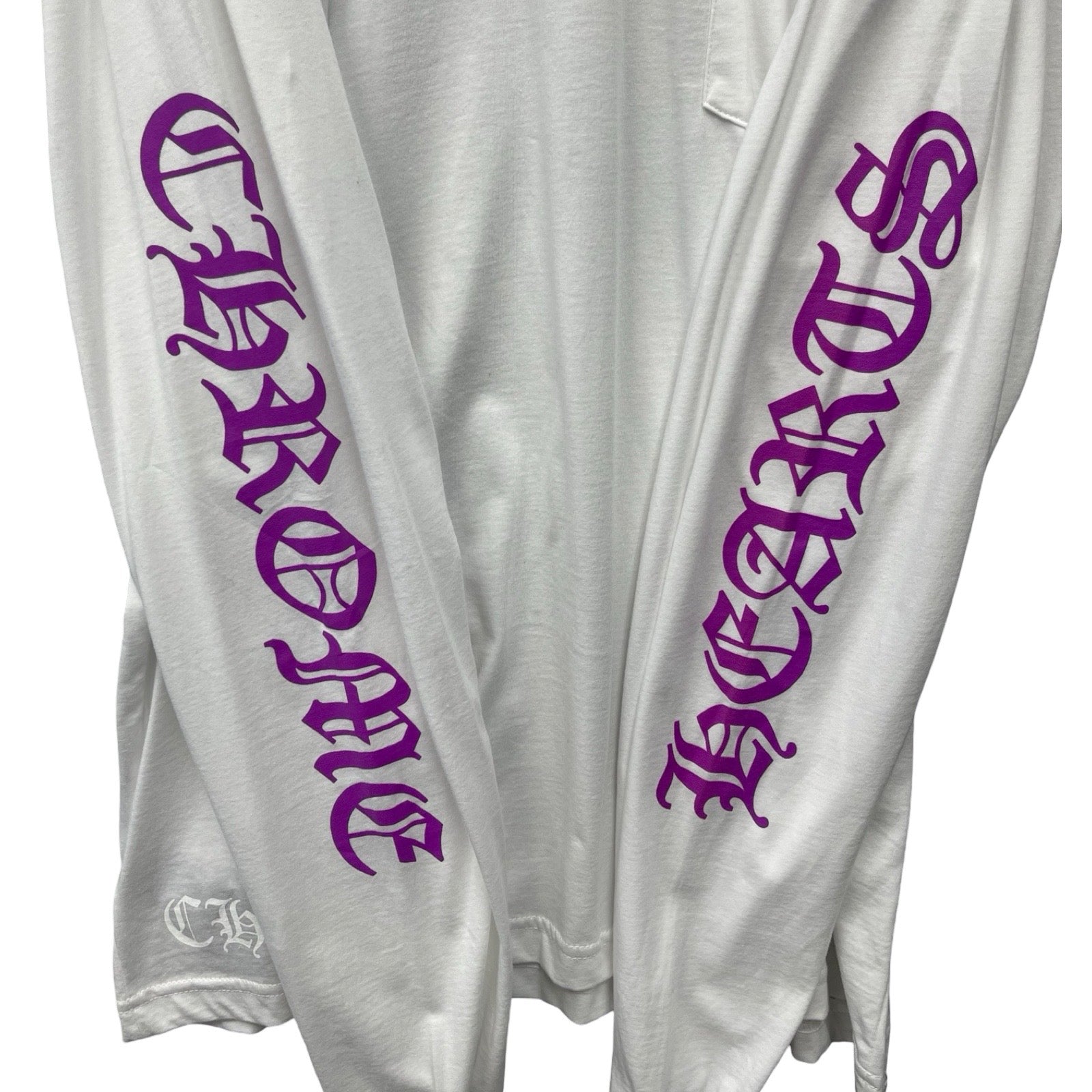 CHROME HEARTS Old English Neck Logo Pastel Purple Long Sleeve Tee Size XL