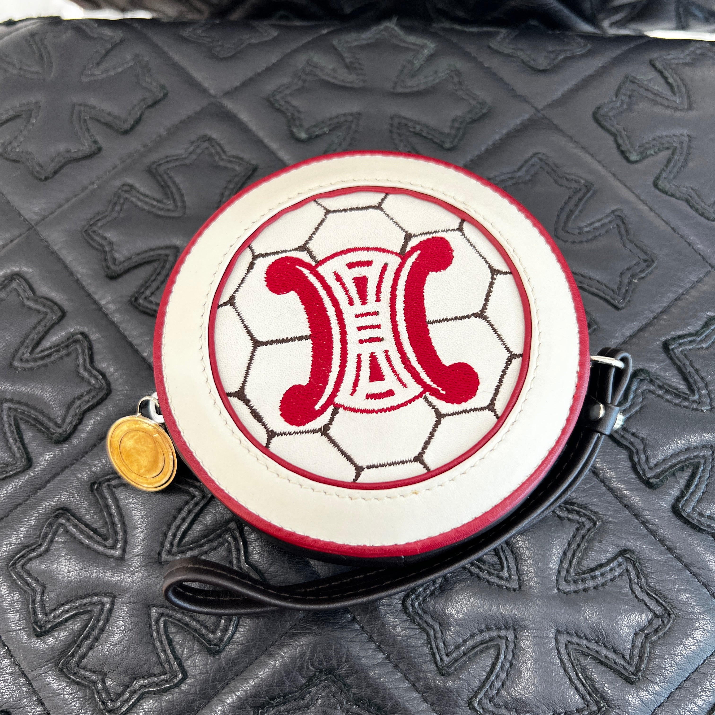 CELINE Logo Coin Case FIFA 2002 Soccer Ball Shaped Coin Purse CELINE Logo Coin Case FIFA 2002 Soccer Ball Shaped Coin Purse
